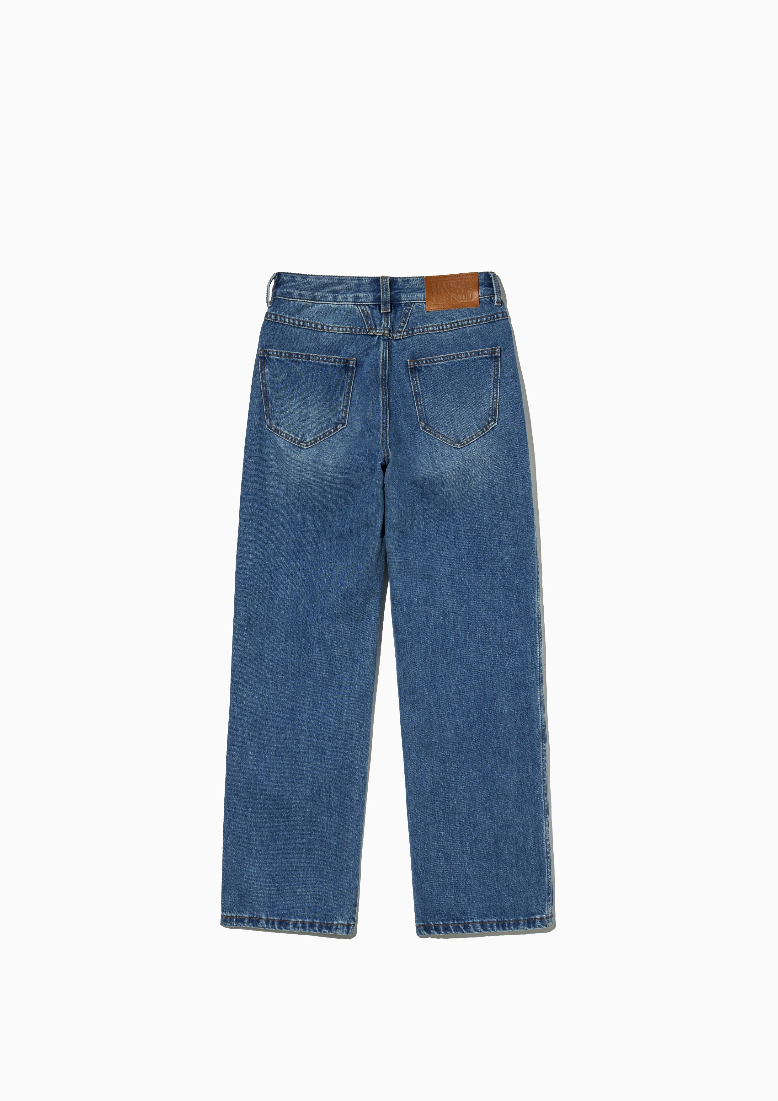 W High Straight Denim Pants Blue