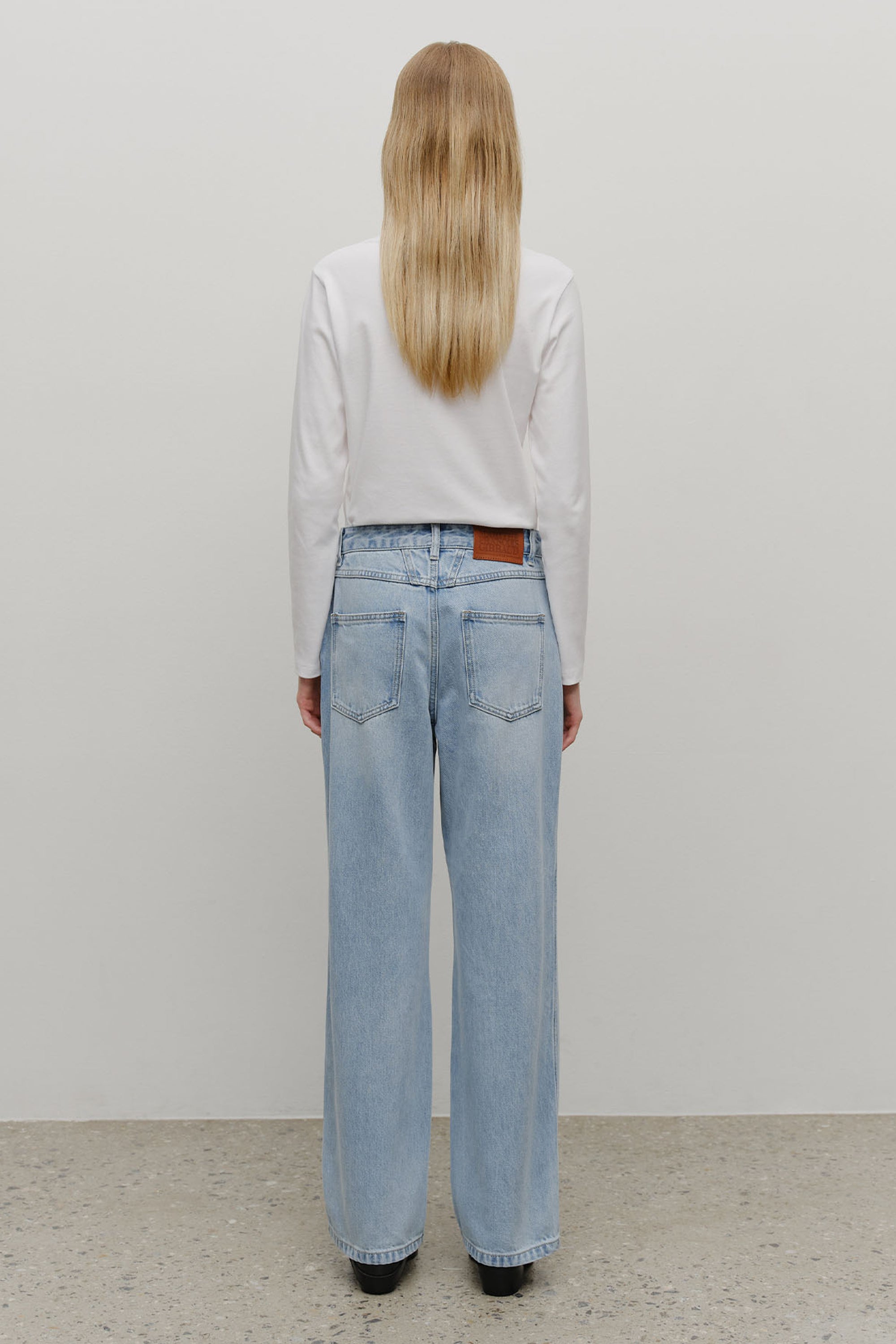 W High Straight Denim Pants Light Blue