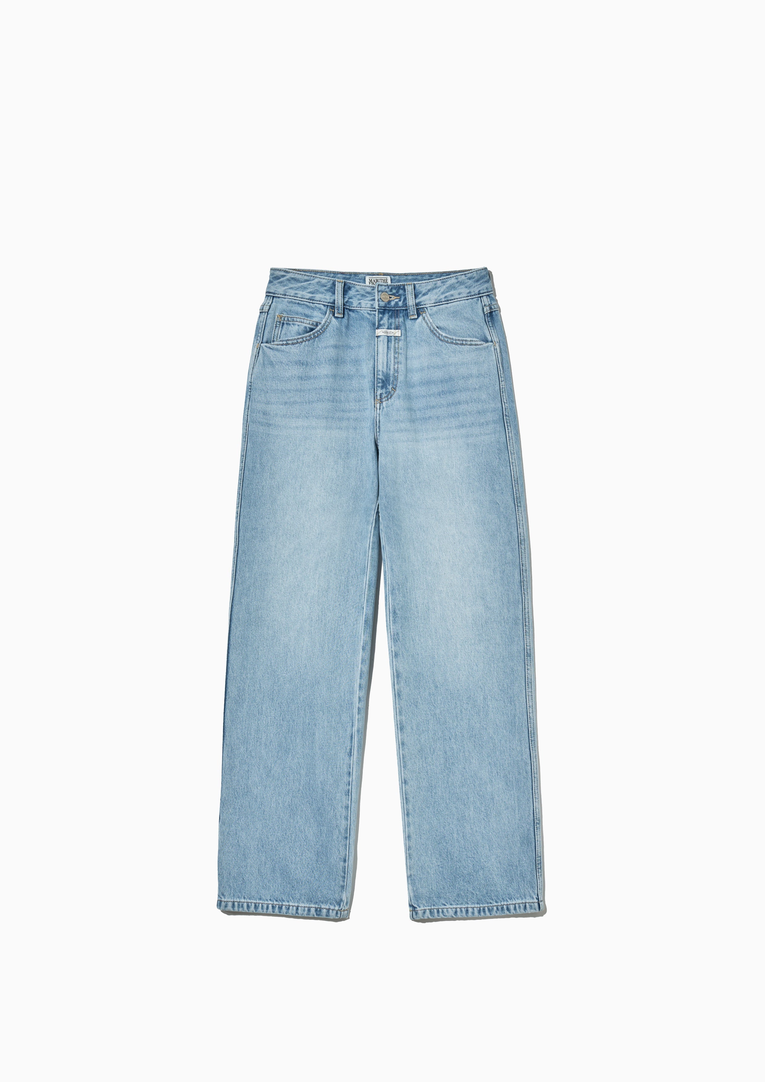 W High Straight Denim Pants Light Blue