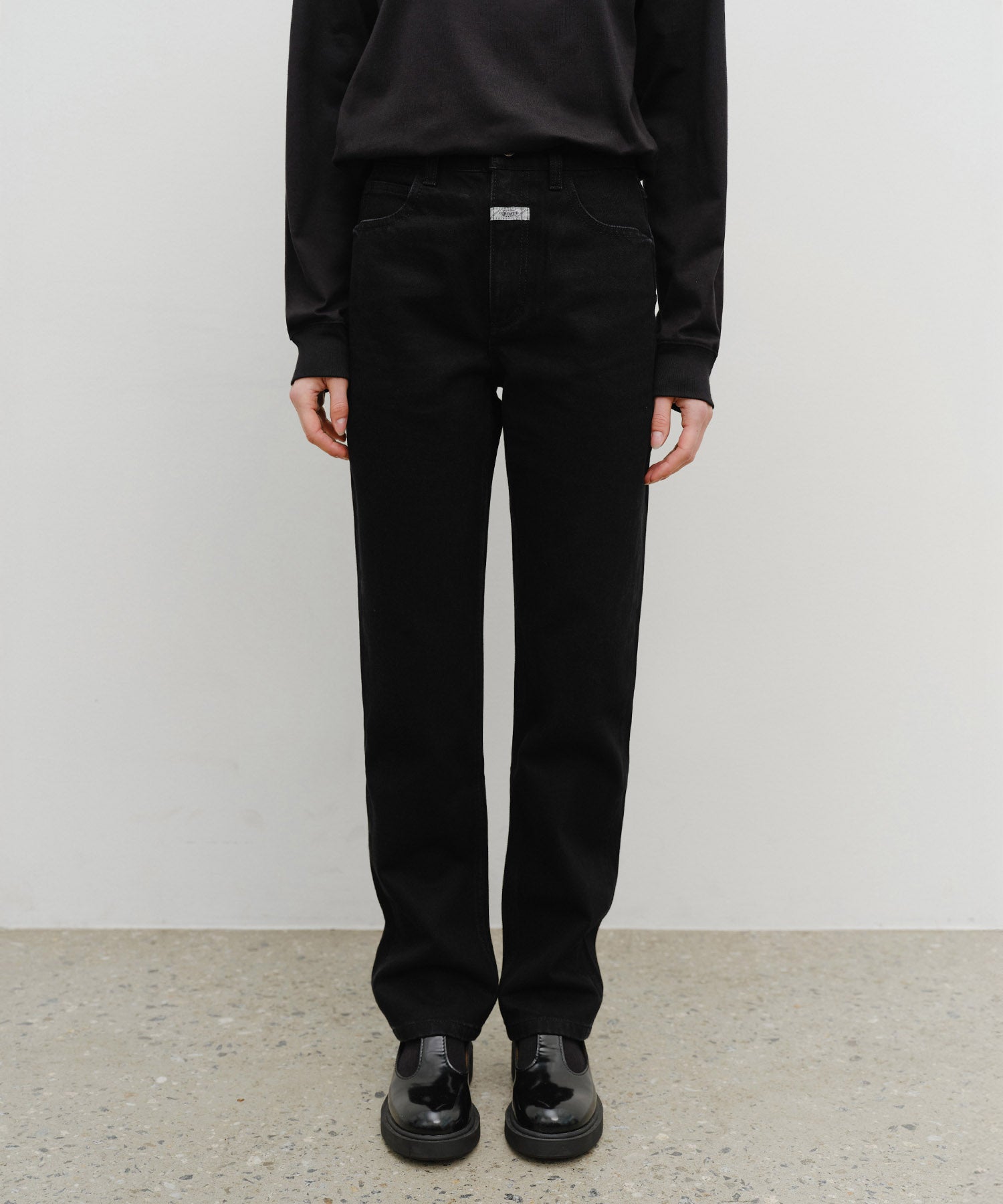 W Slim Straight Denim Pants Matt Black