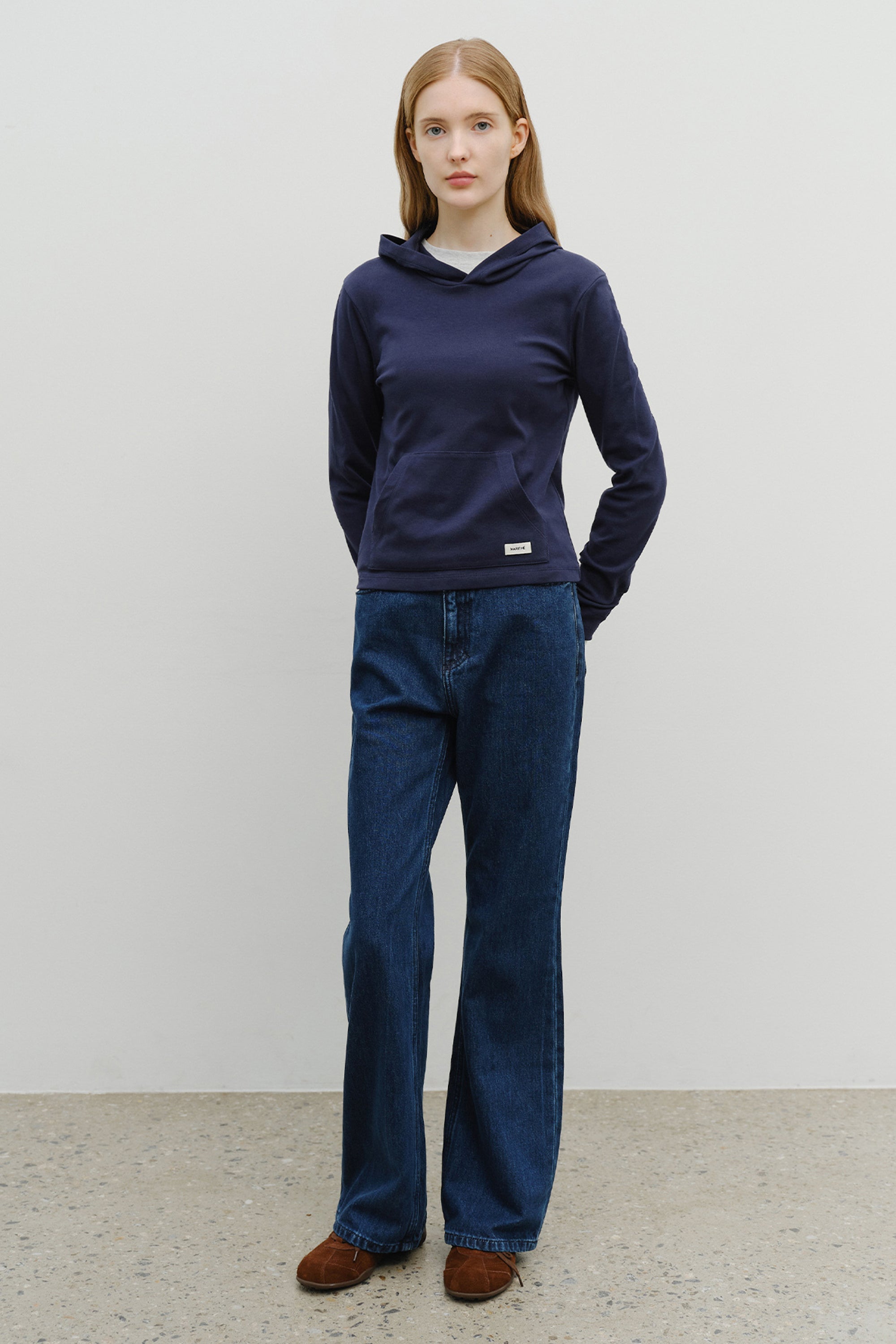 W Slim Boot-Cut Denim Pants Blue