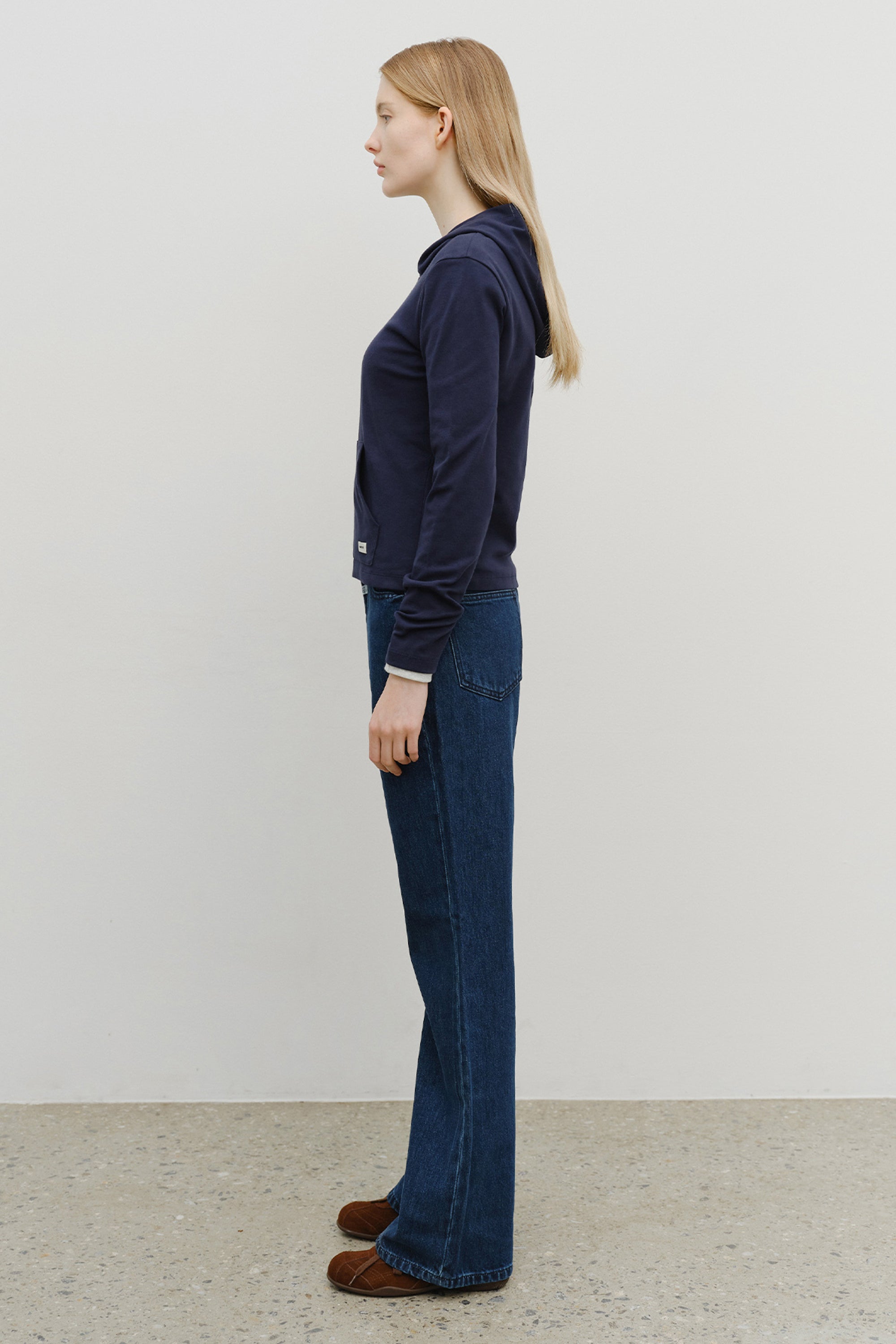 W Slim Boot-Cut Denim Pants Blue