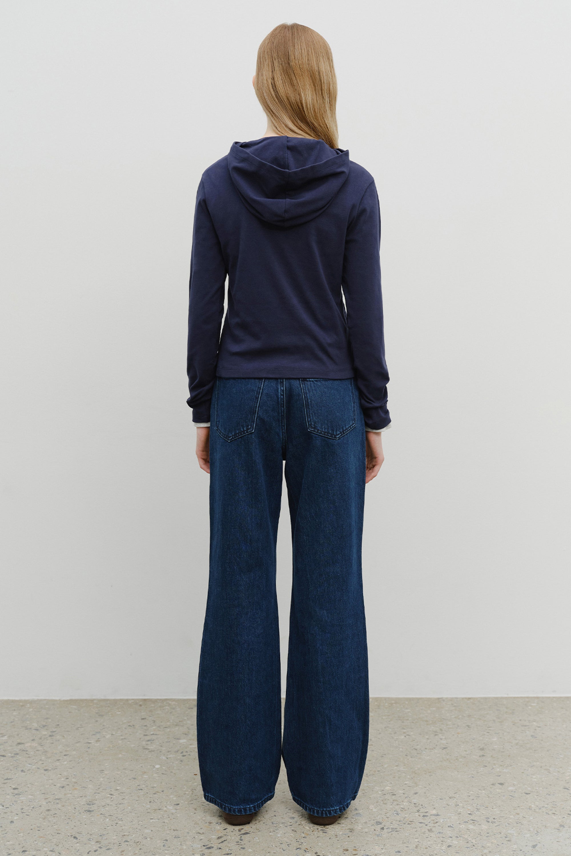W Slim Boot-Cut Denim Pants Blue