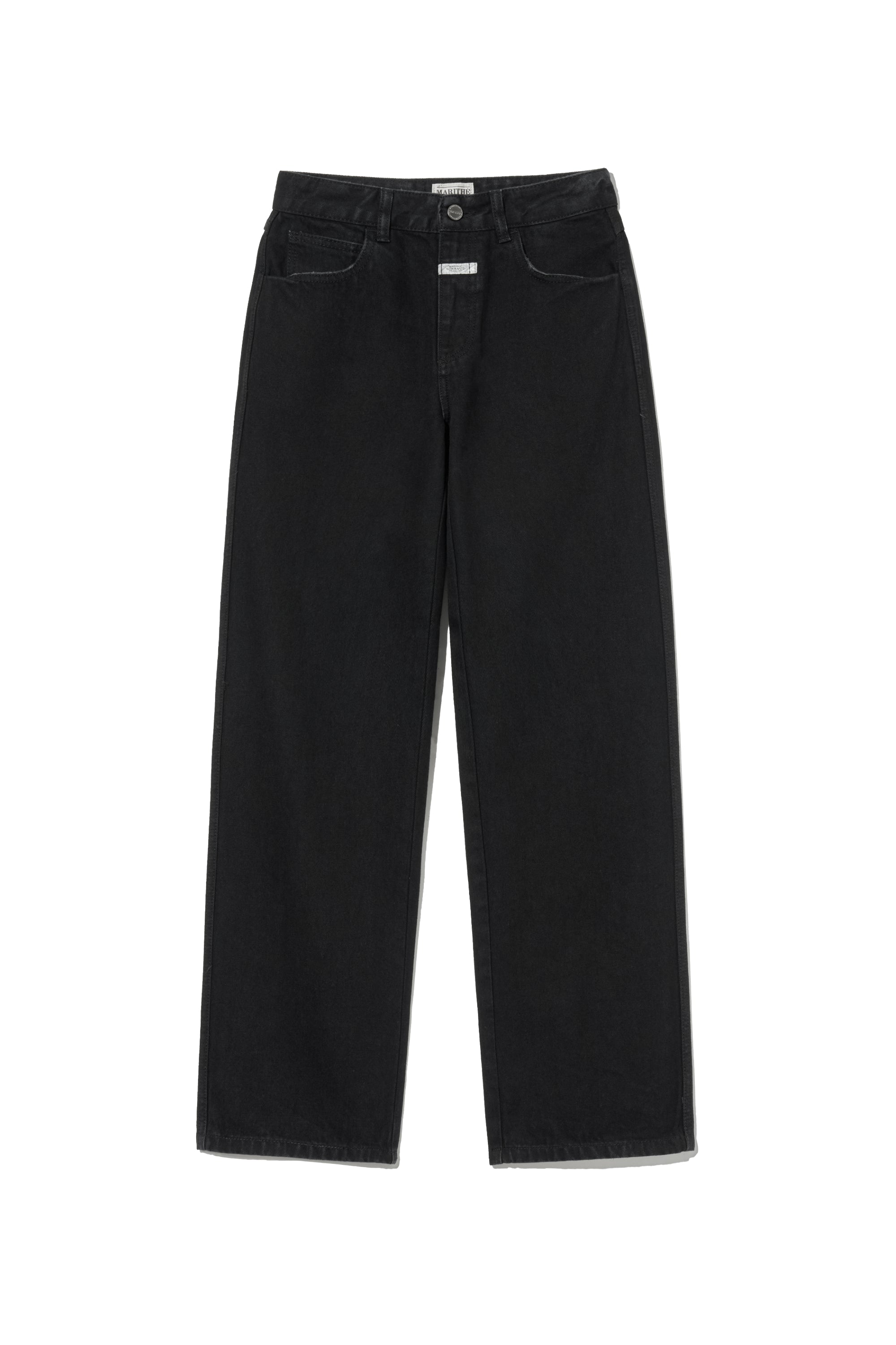 M High Straight Denim Pants Black