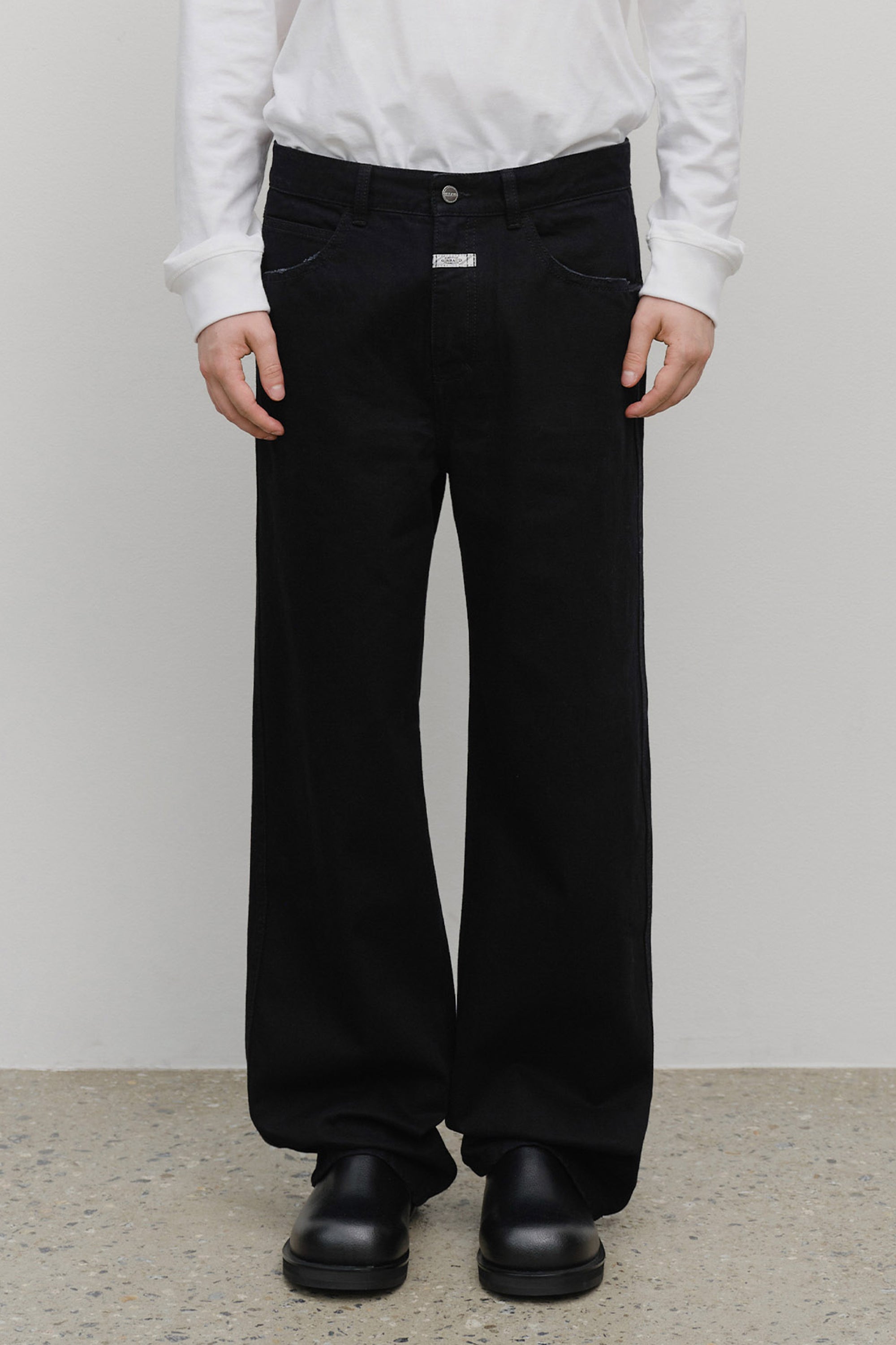 M High Straight Denim Pants Black
