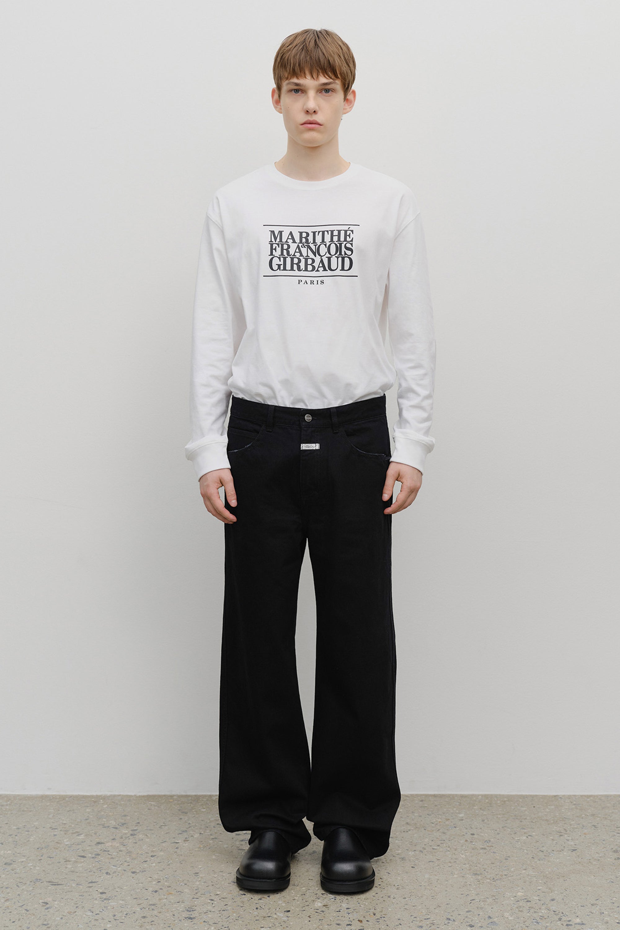 M High Straight Denim Pants Black