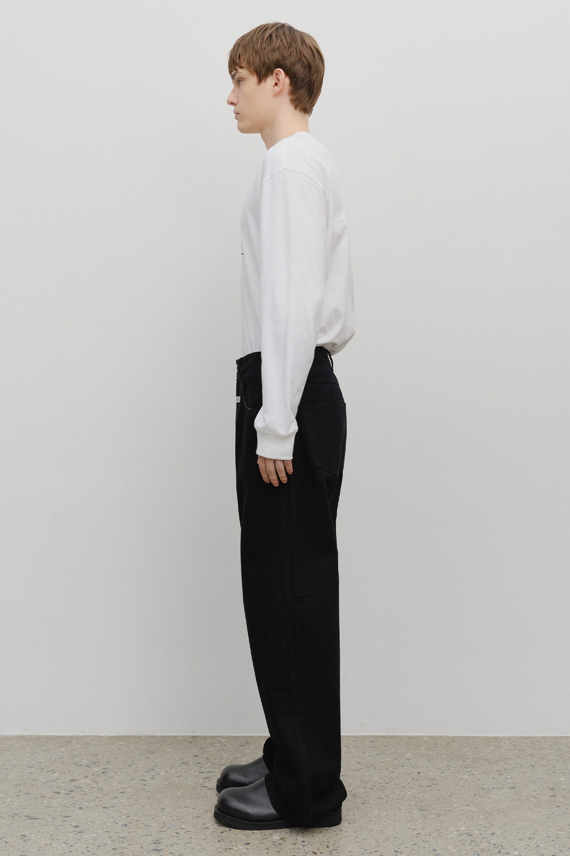 M High Straight Denim Pants Black