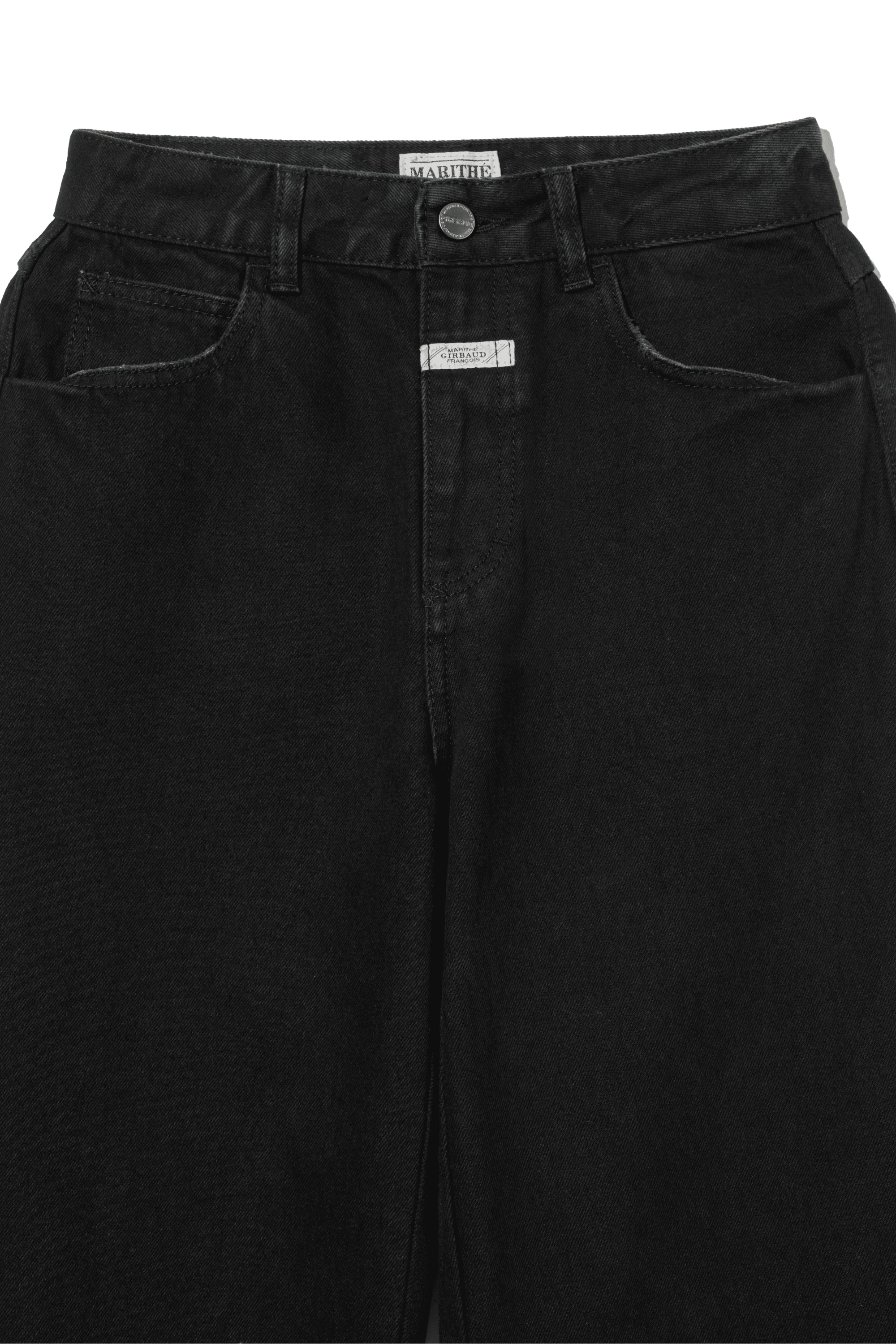M High Straight Denim Pants Black