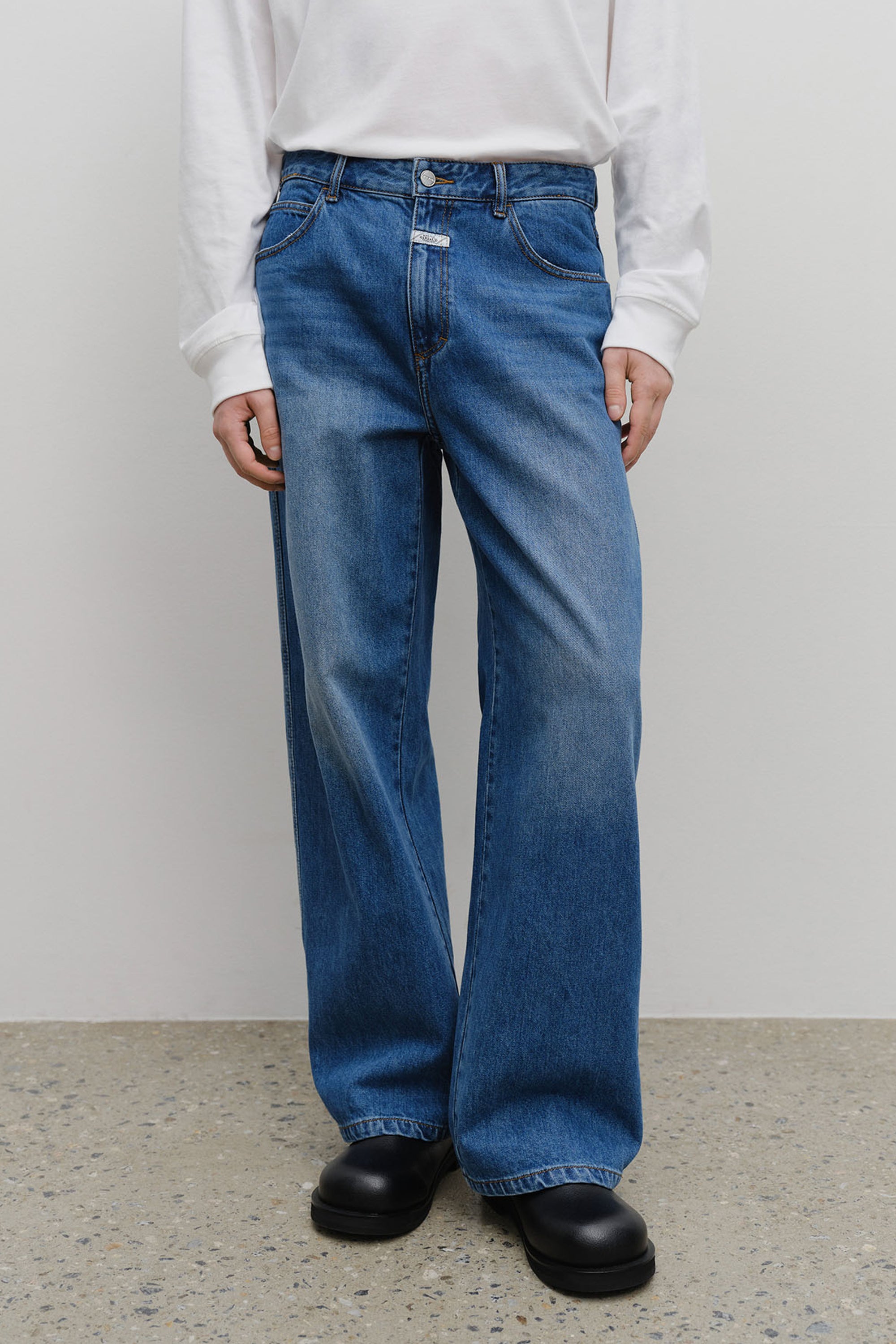 M High Straight Denim Pants Blue