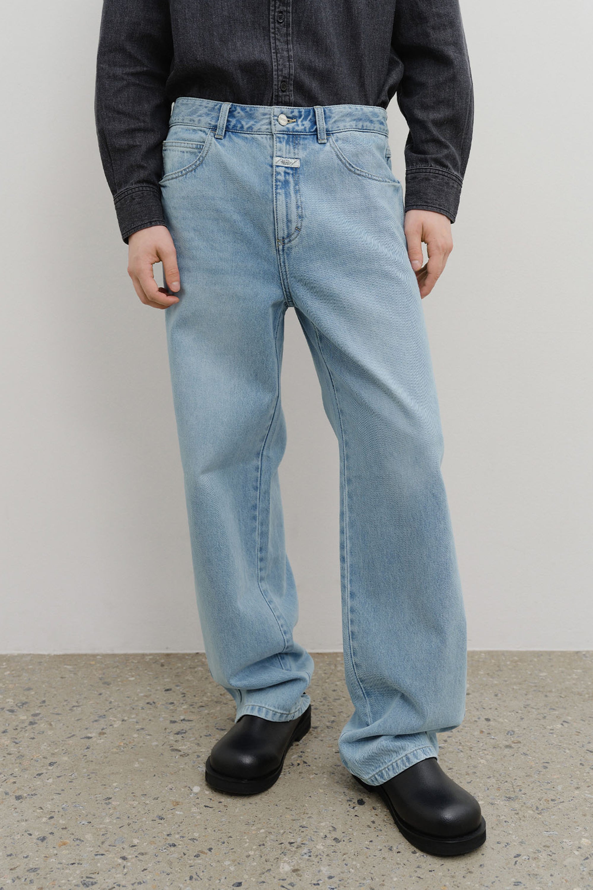 M High Straight Denim Pants Light Blue