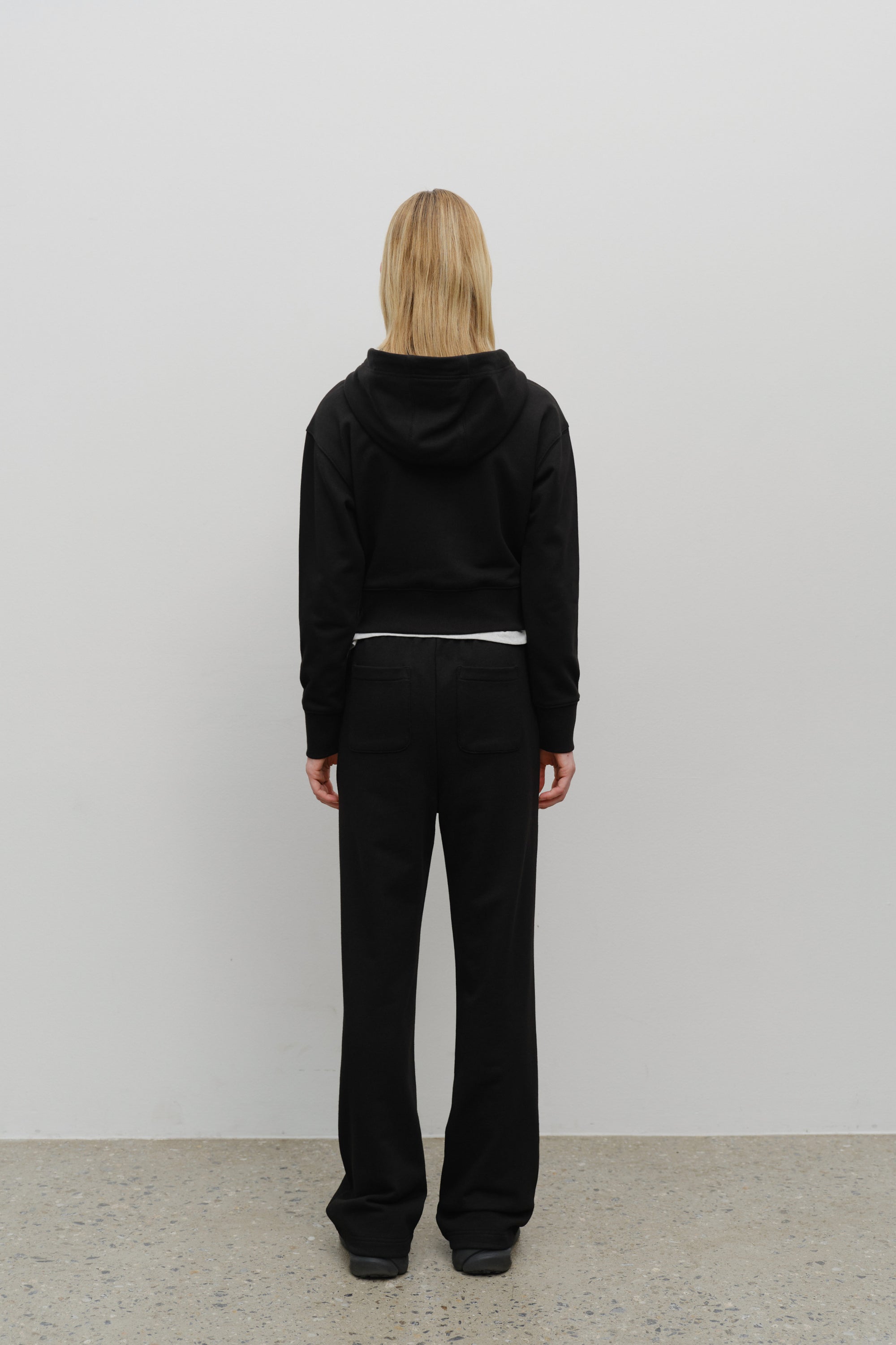 W Embro Cl Crop Hoodie Zipup Black