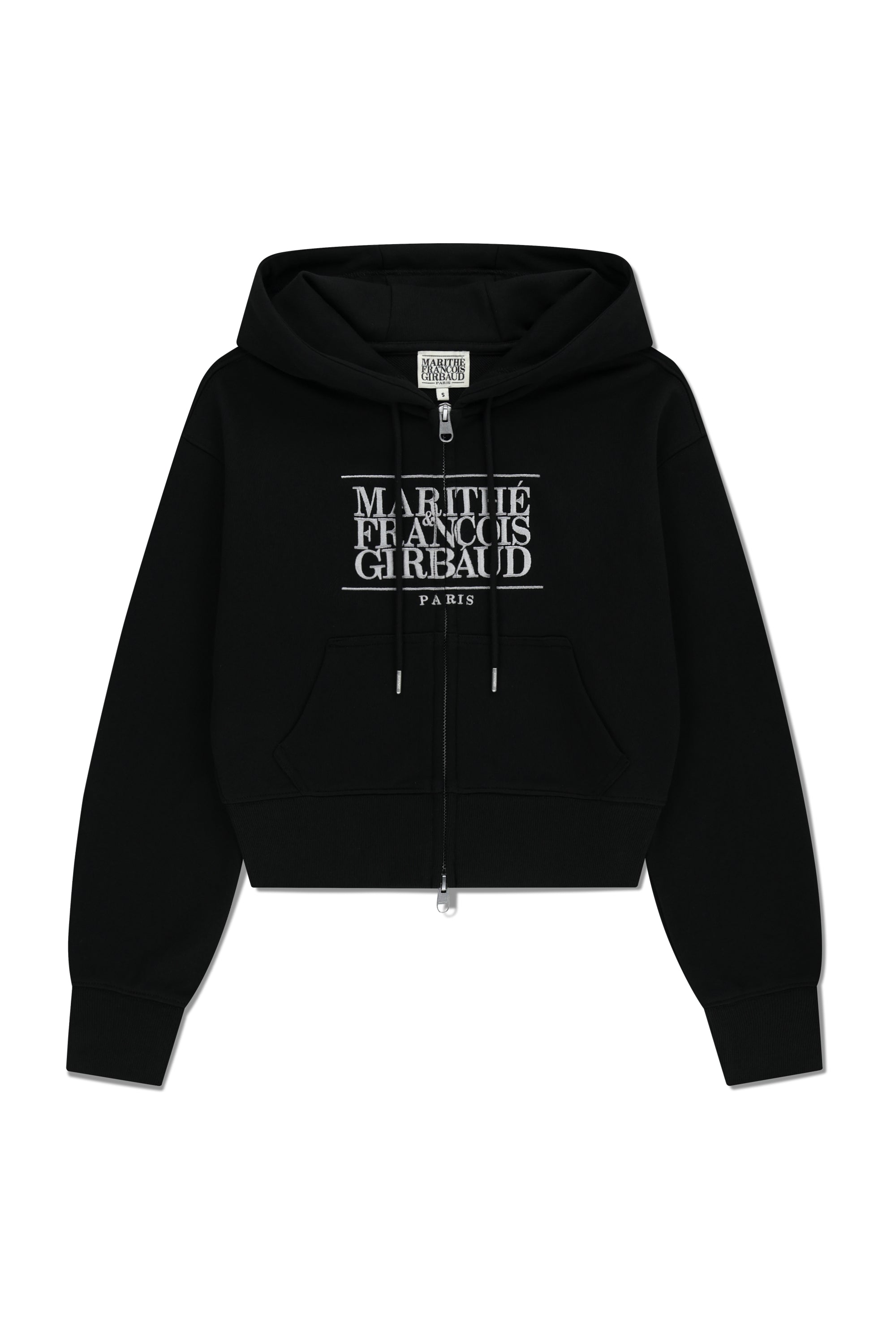 W Embro Cl Crop Hoodie Zipup Black