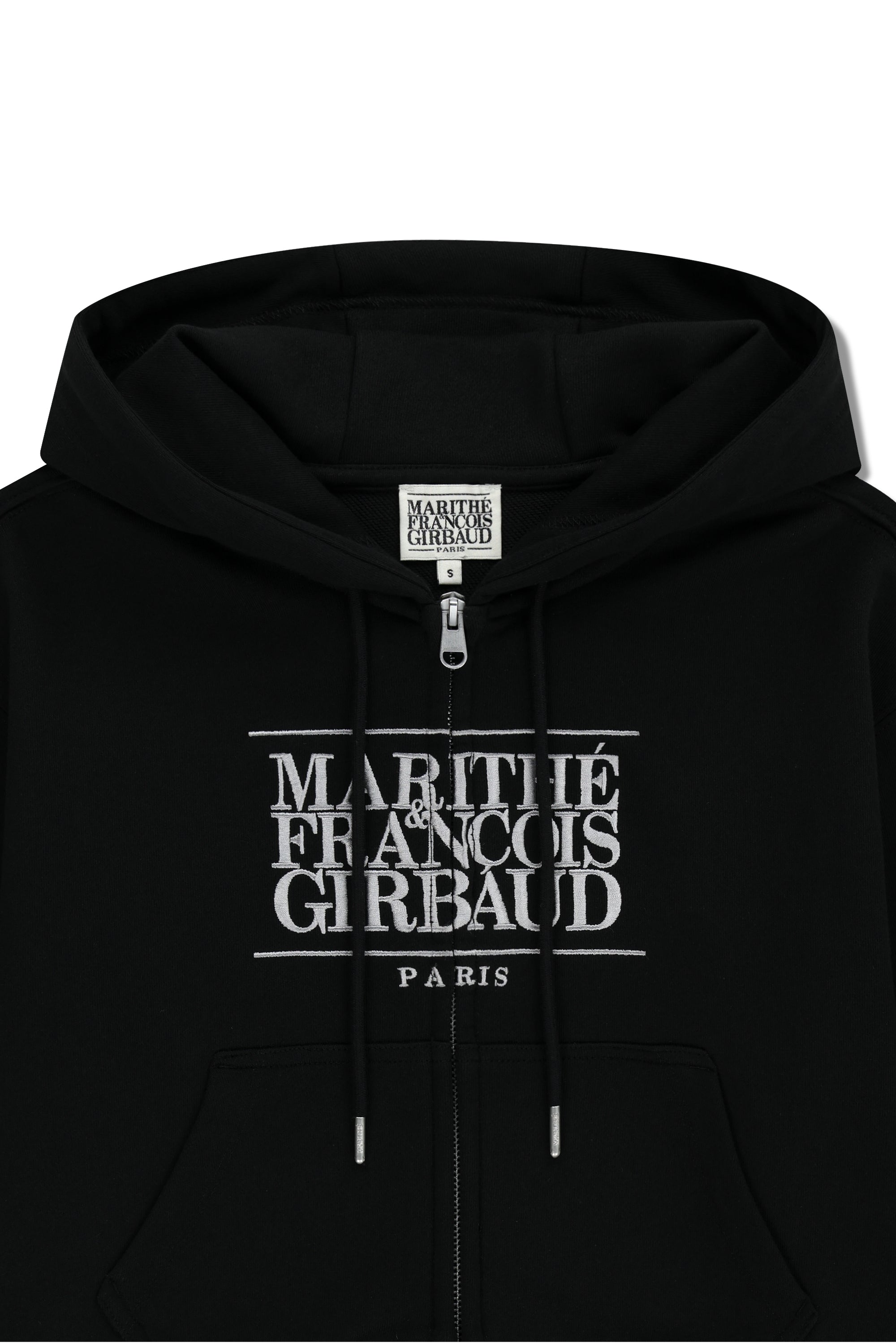 W Embro Cl Crop Hoodie Zipup Black