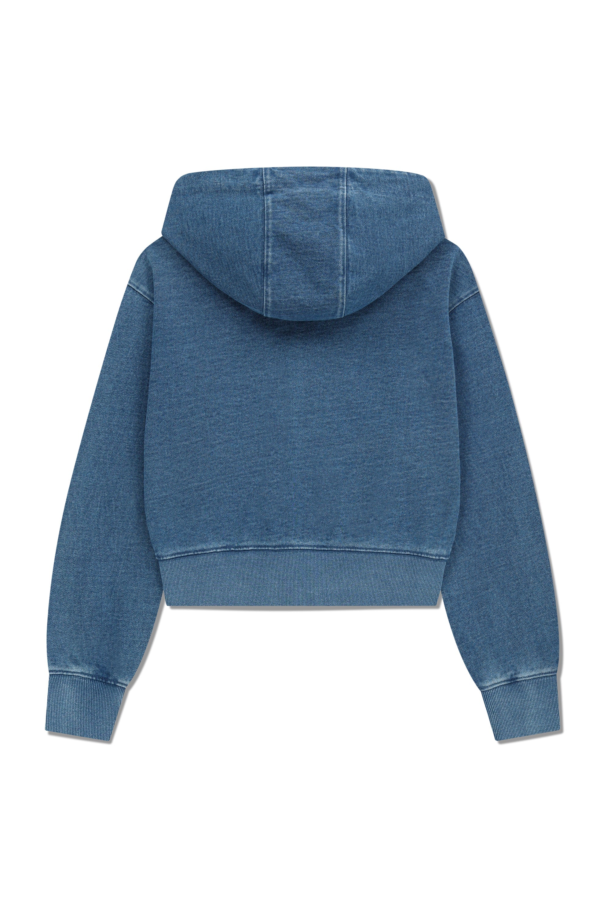 W Embro Cl Crop Hoodie Zipup Blue
