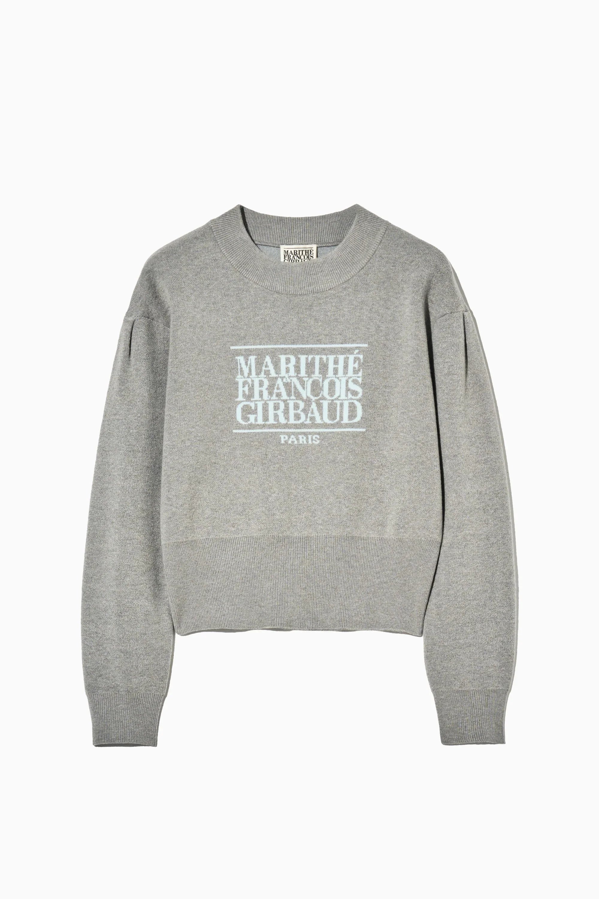 W Classic Logo Crop Knit Melange Gray