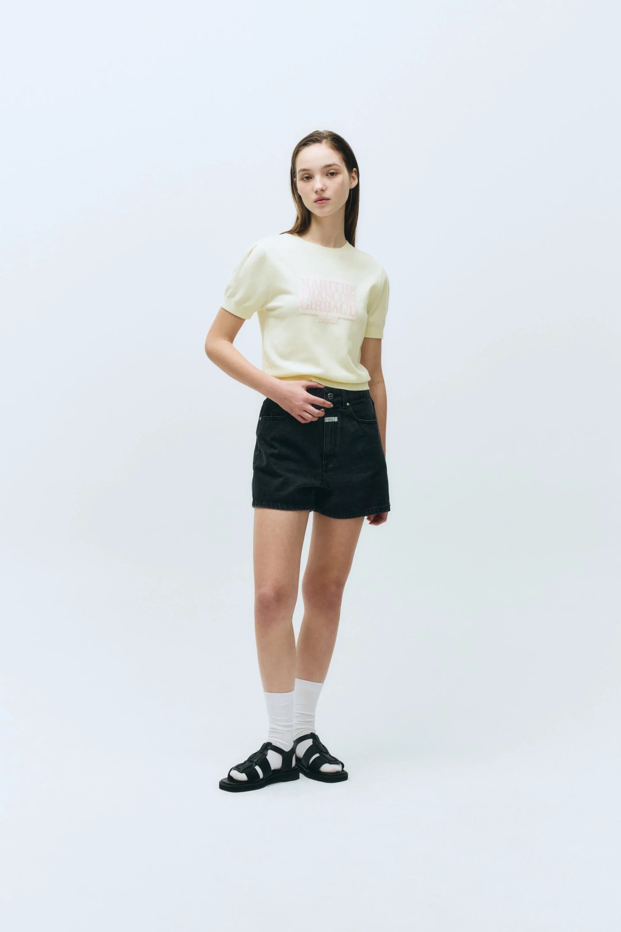 W Classic Logo Half Knit Ivory