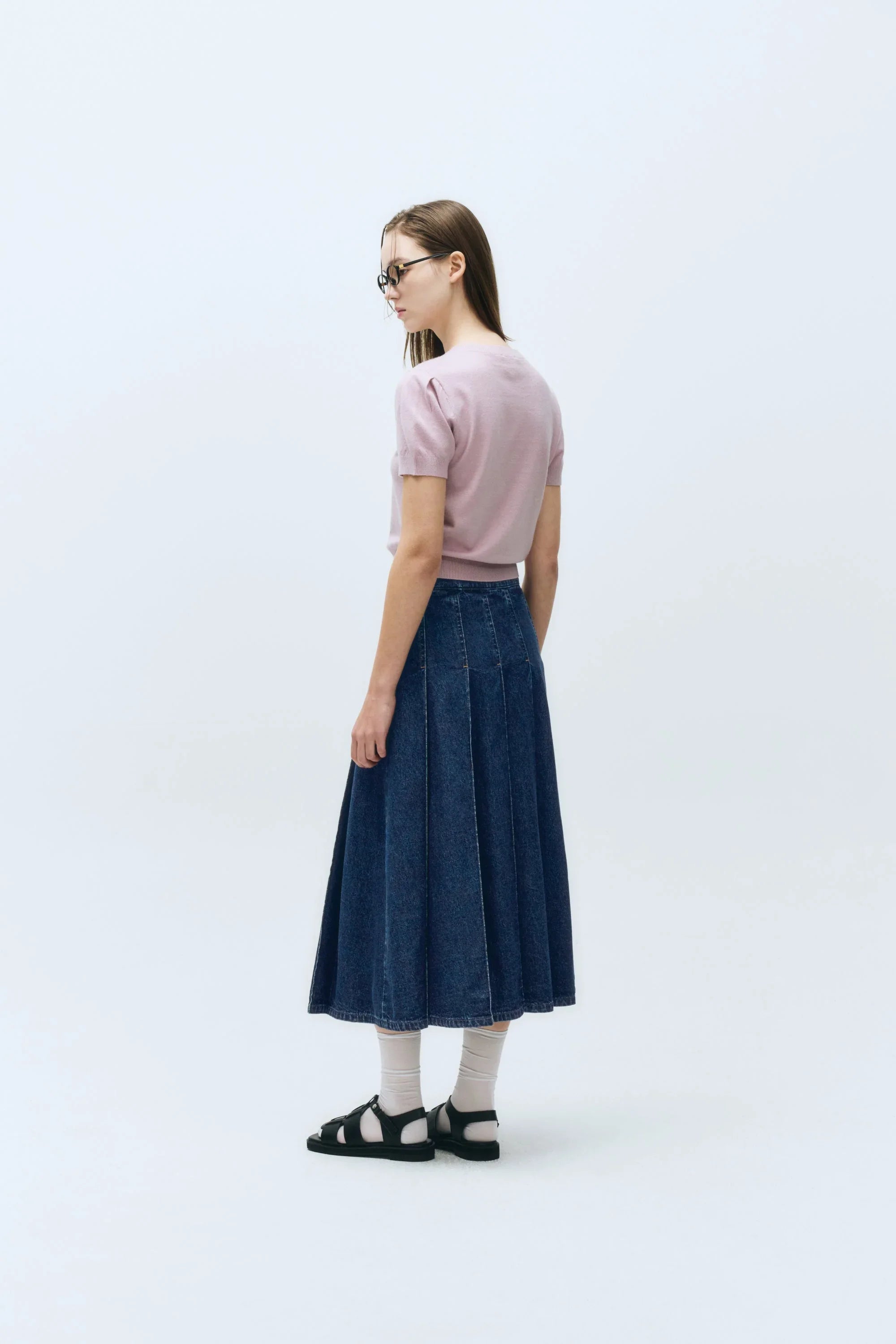 W Classic Logo Half Knit Light Purple