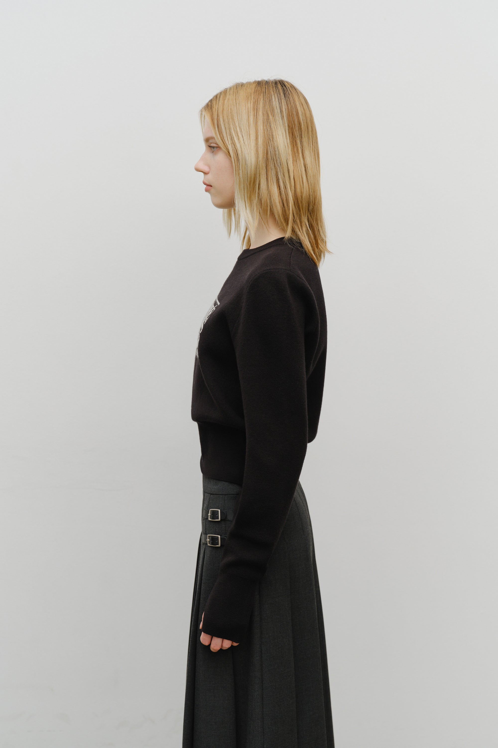 W Classic Logo Crop Knit Black
