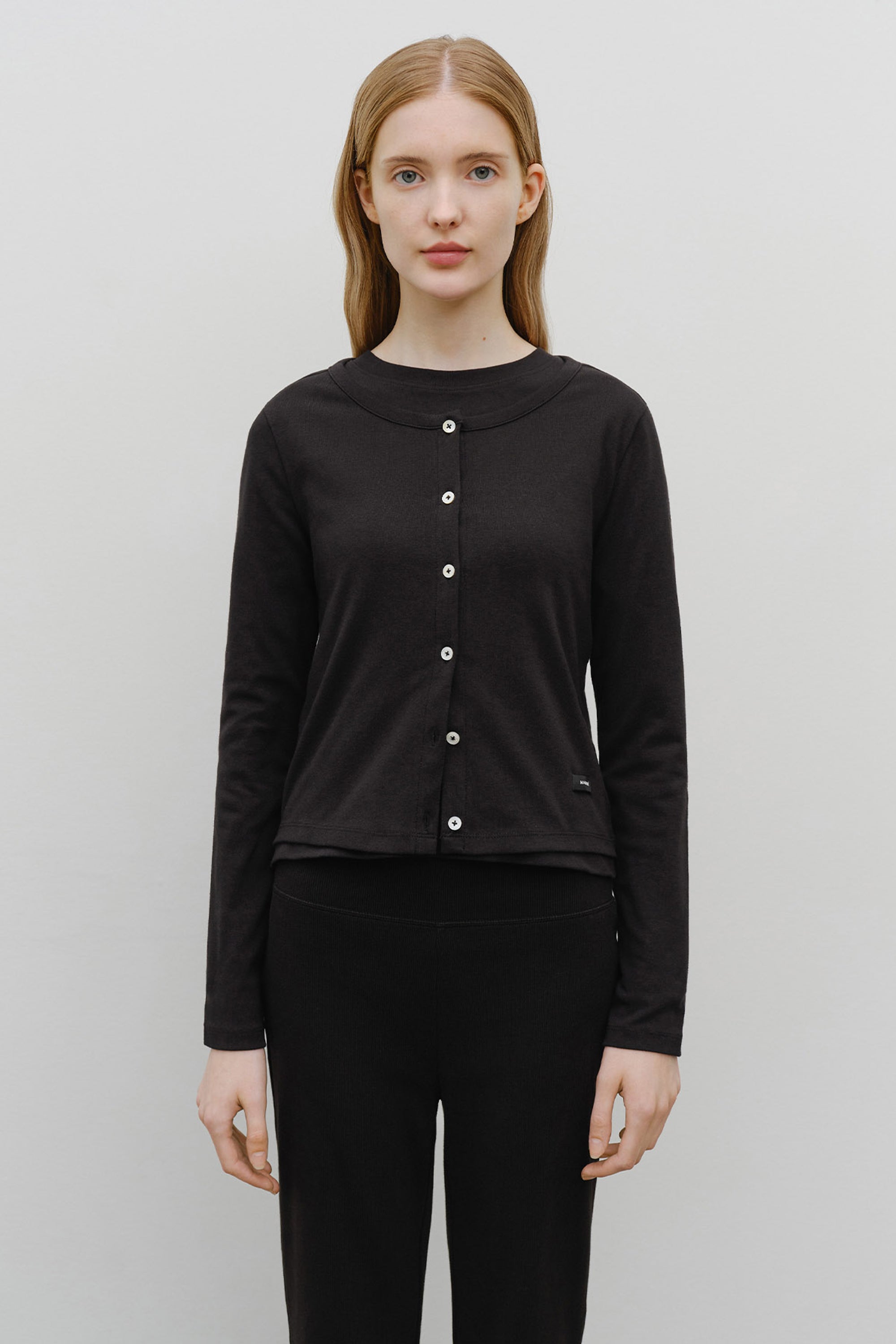 W Basic Cotton Cardigan Black