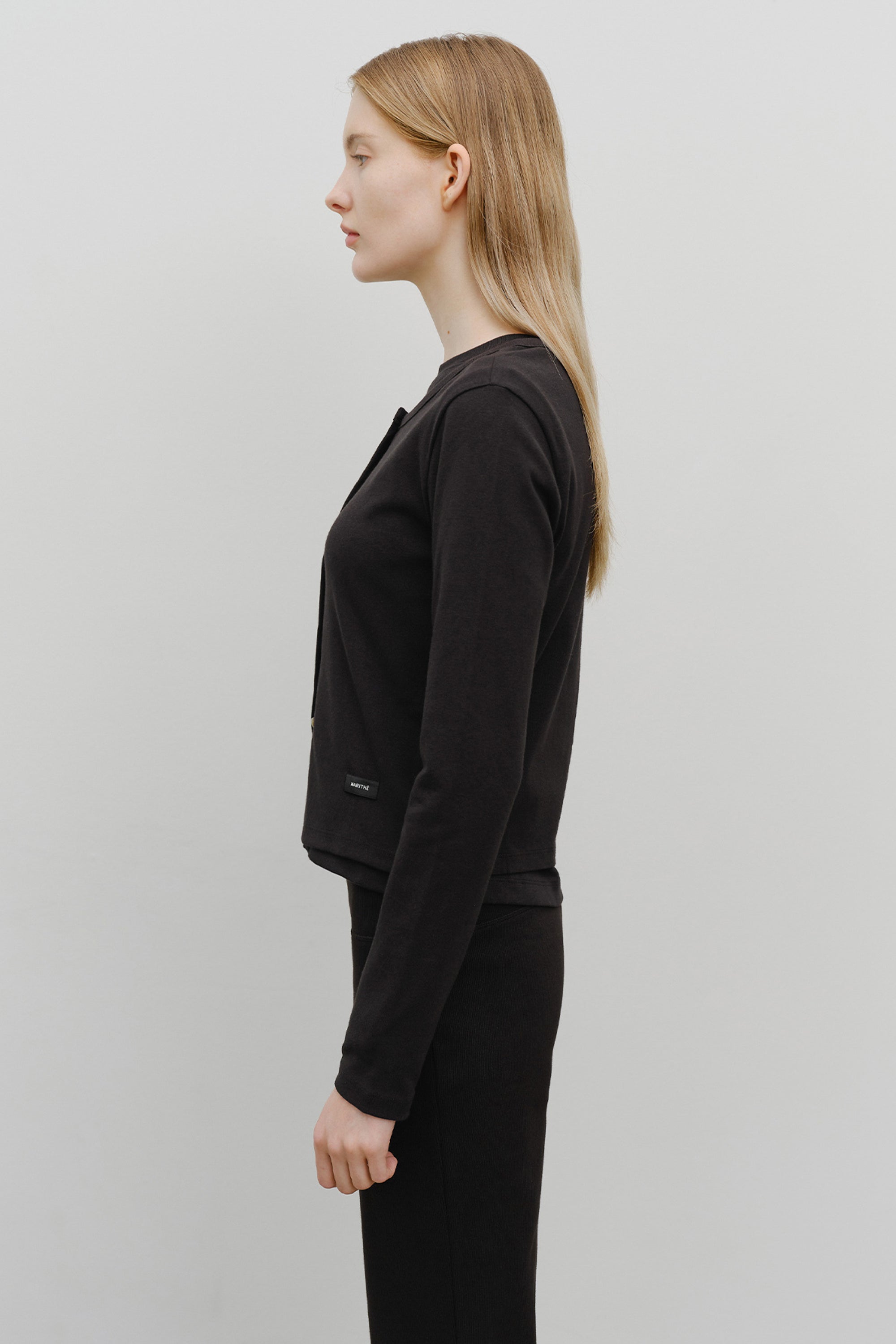 W Basic Cotton Cardigan Black