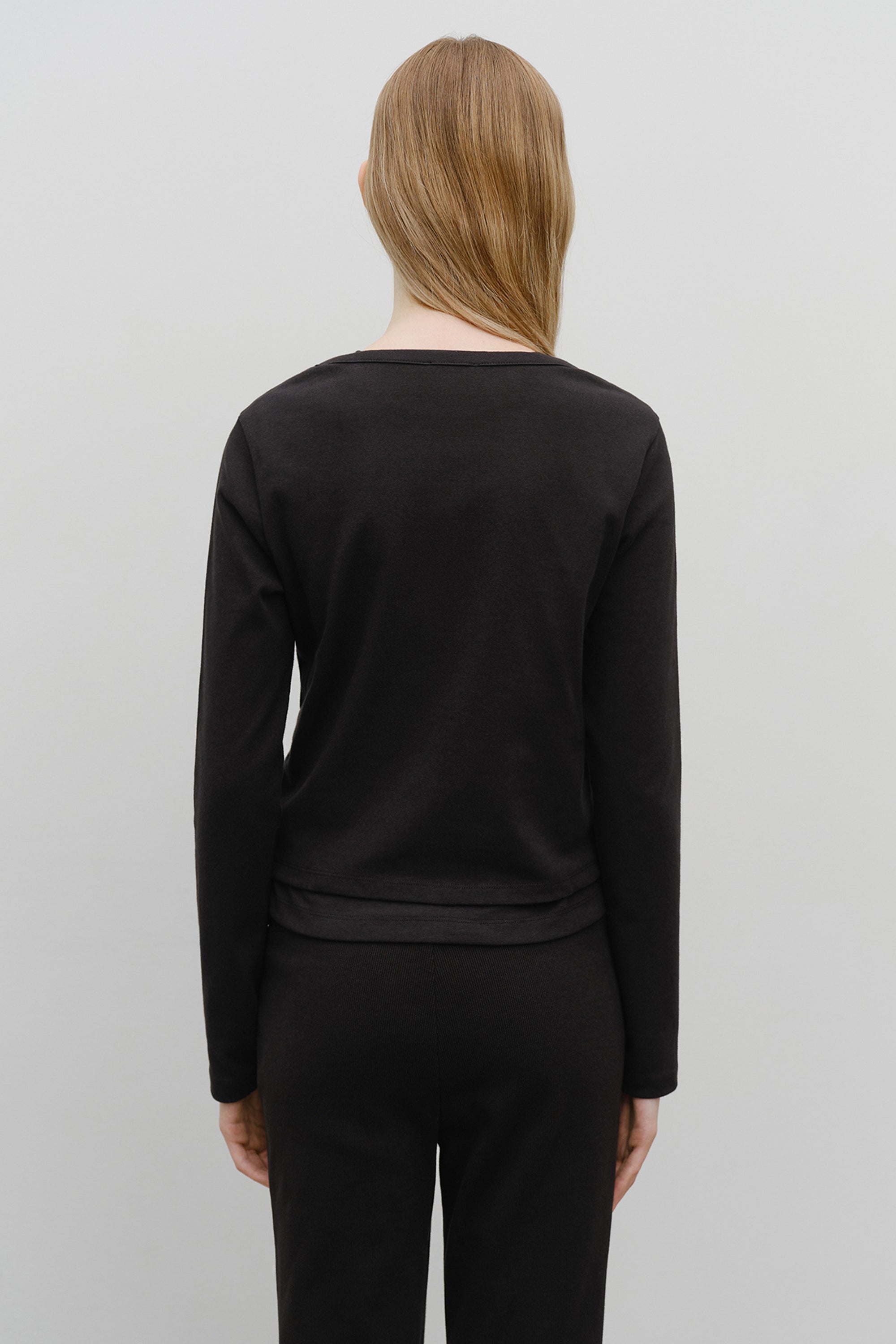 W Basic Cotton Cardigan Black