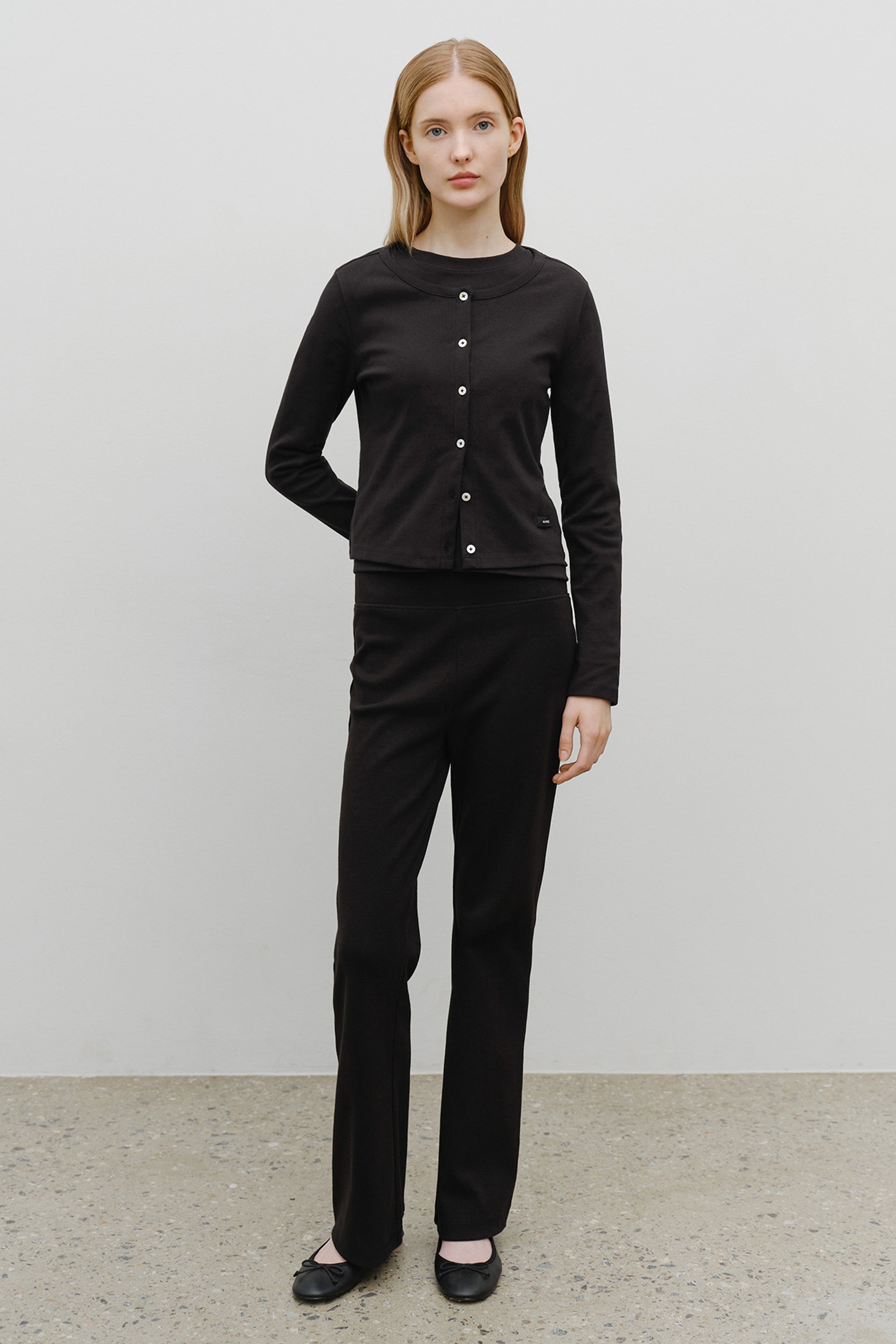 W Basic Cotton Cardigan Black