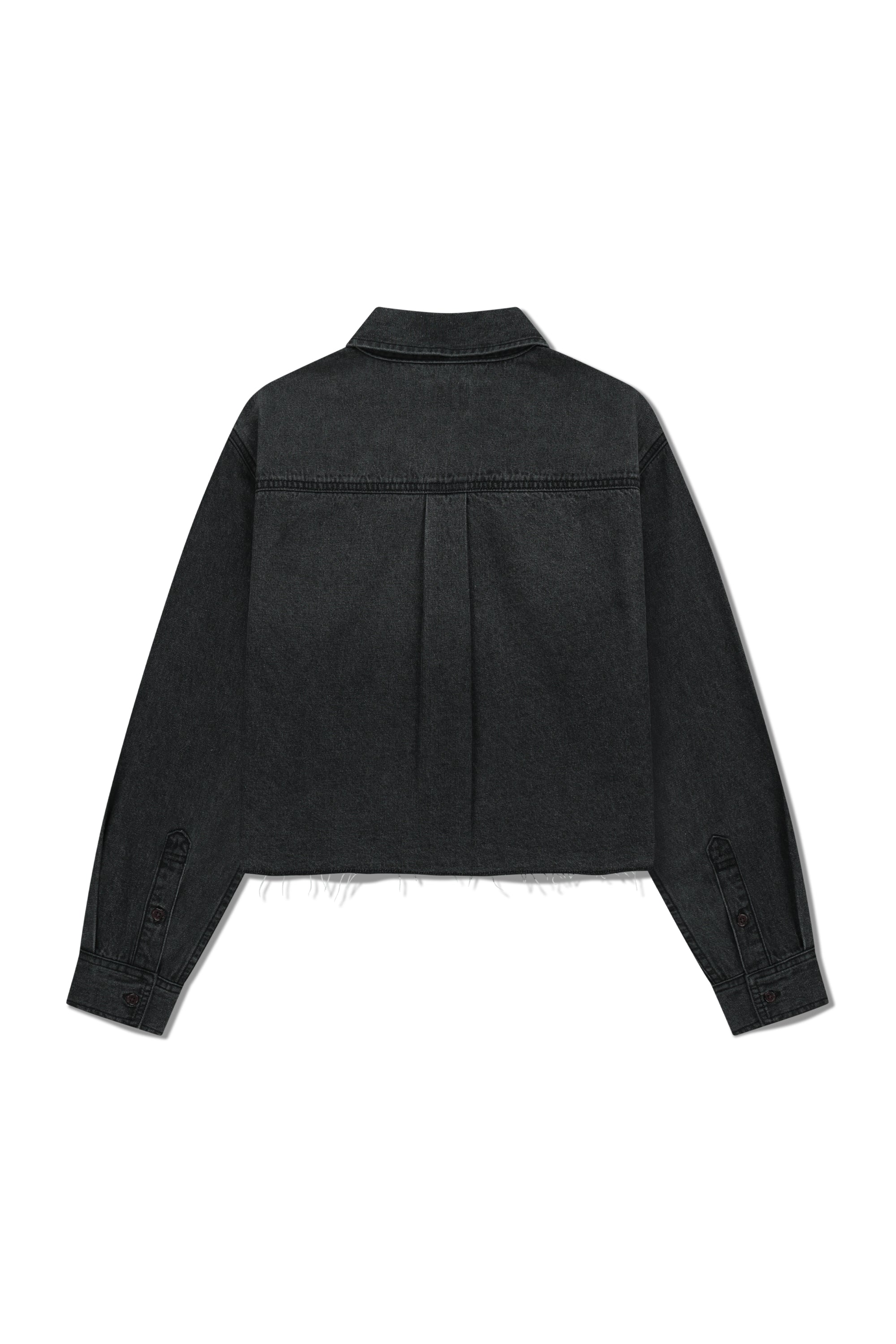 W Heritage Letter Logo Denim Crop Shirt Black
