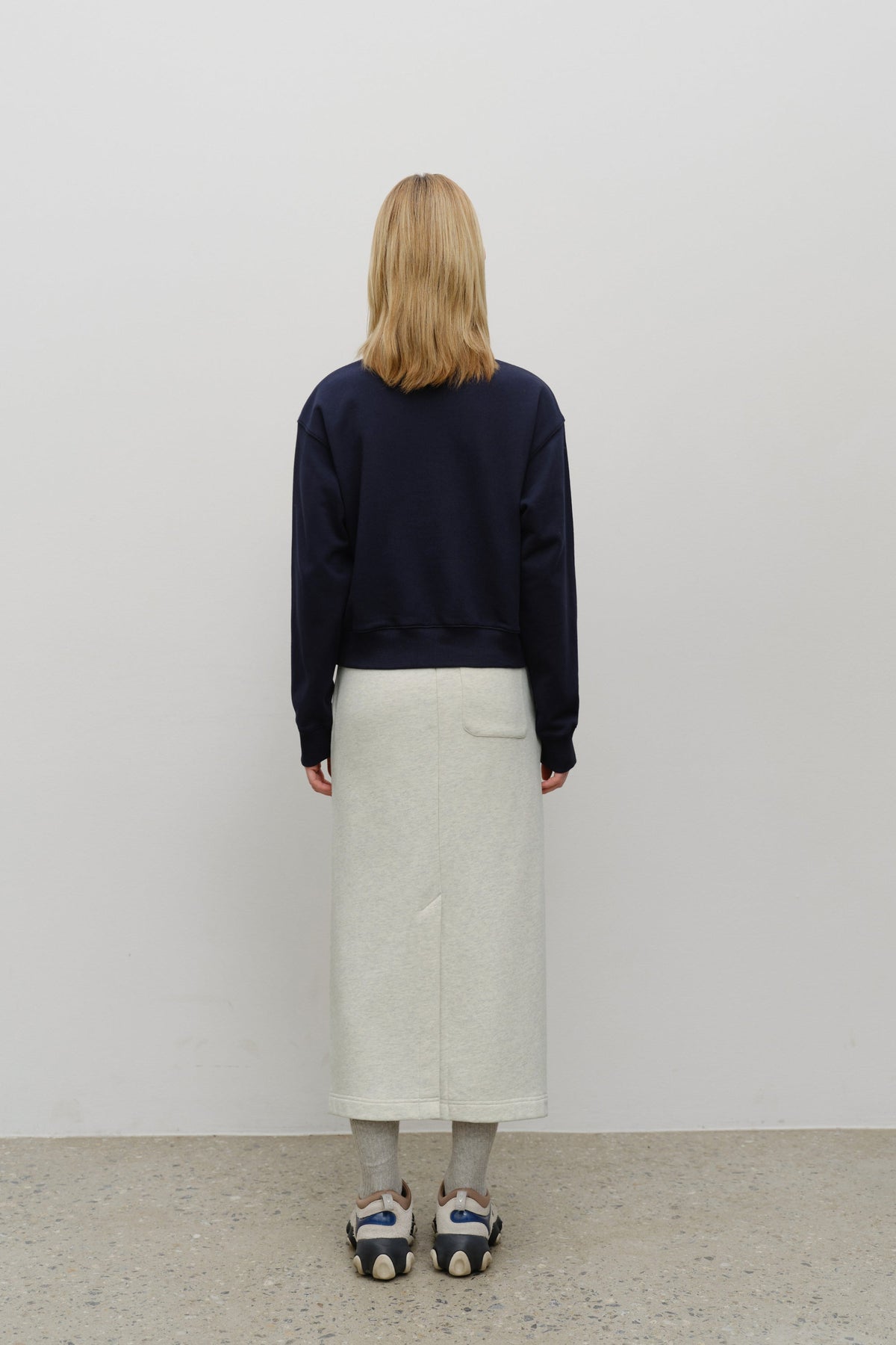 W Embroidery Classic Logo Sweat Skirt Oatmeal