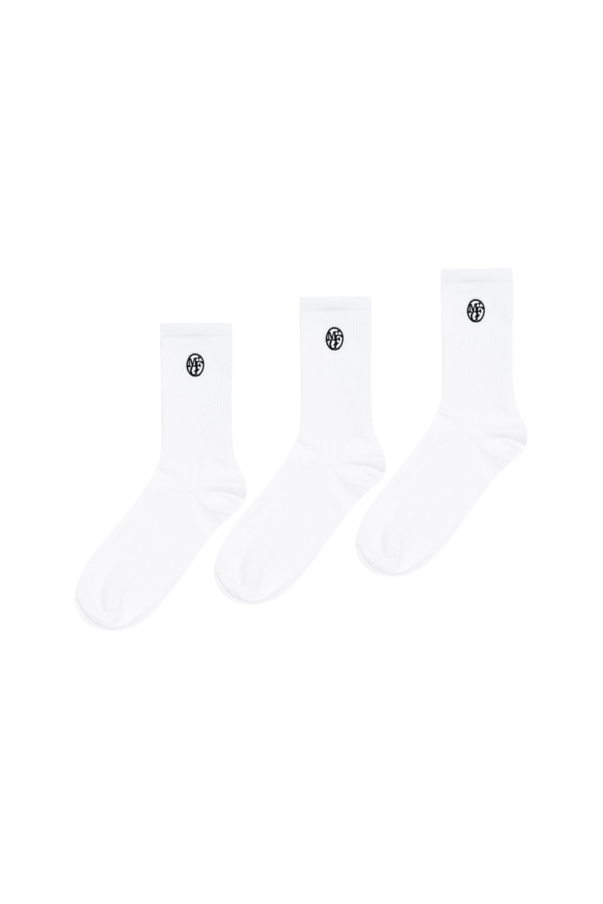 3Pack Embroidery Socks White