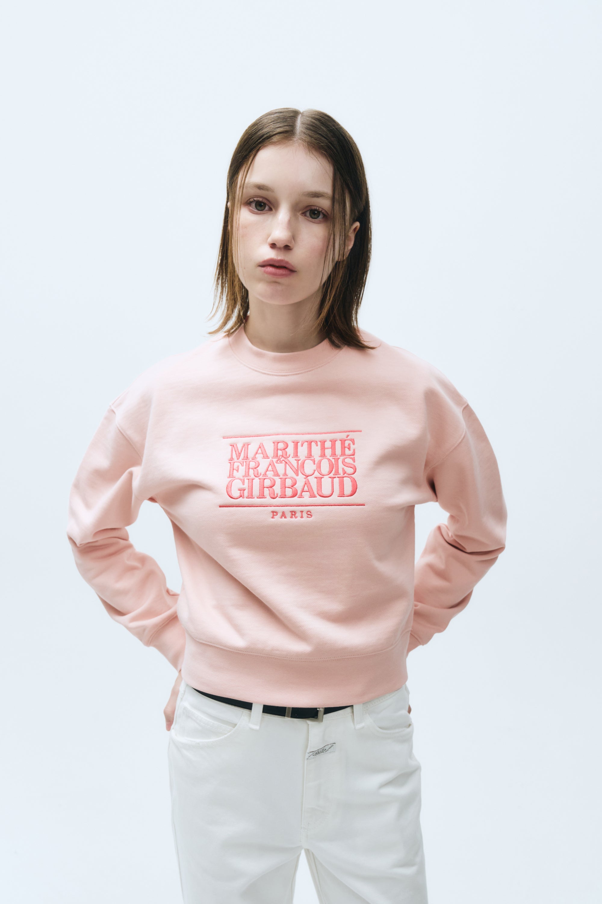 W Classic Logo Crop Sweatshirt Light Pink