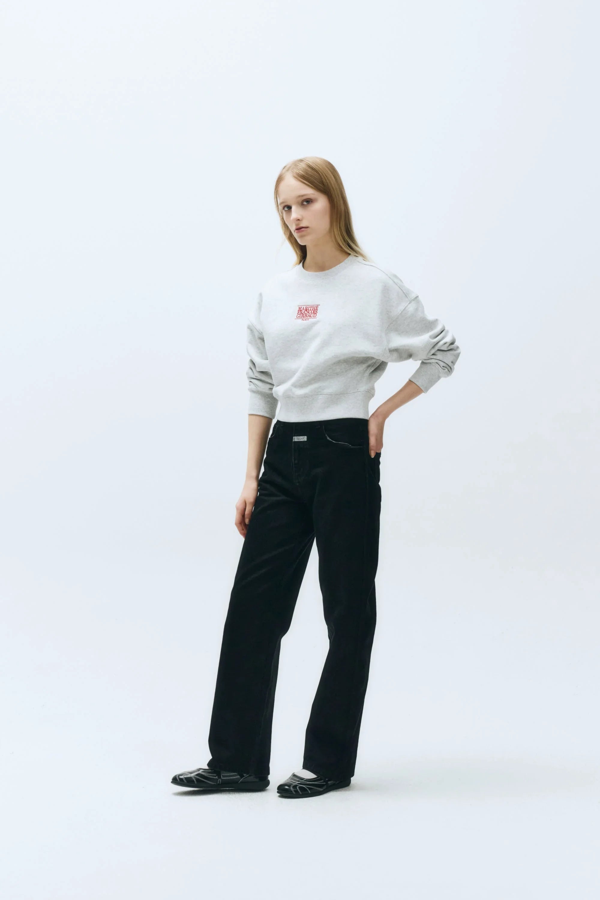 W Small Logo Crop Sweatshirt Light Heather Gray