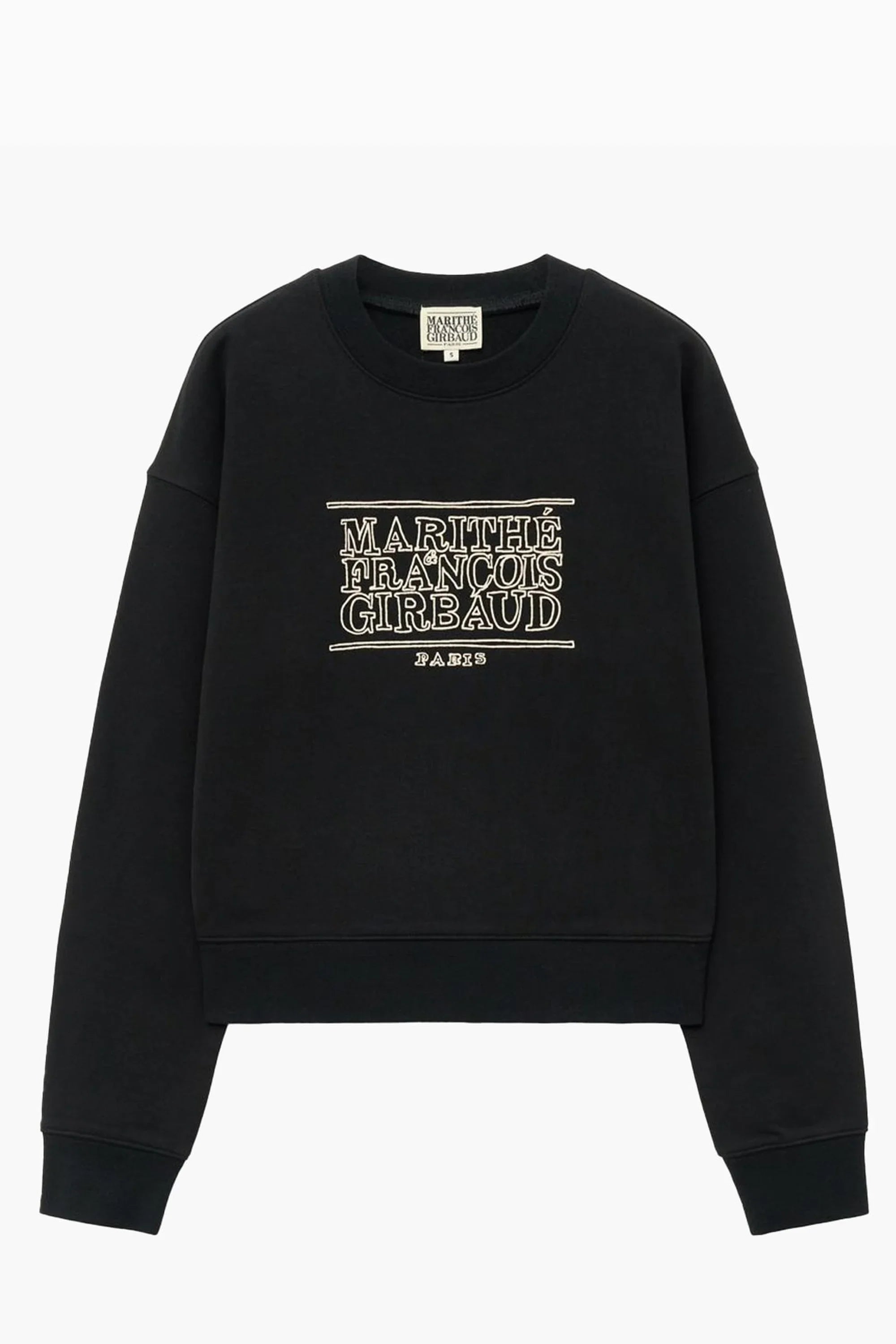 W Doodle Logo Crop Sweatshirt Black