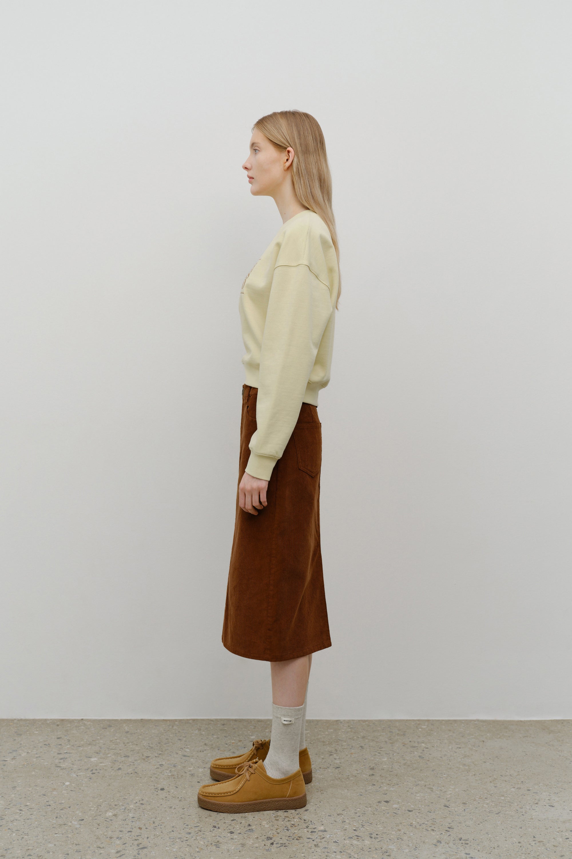 W Classic Logo Crop Sweatshirt Light Yellow