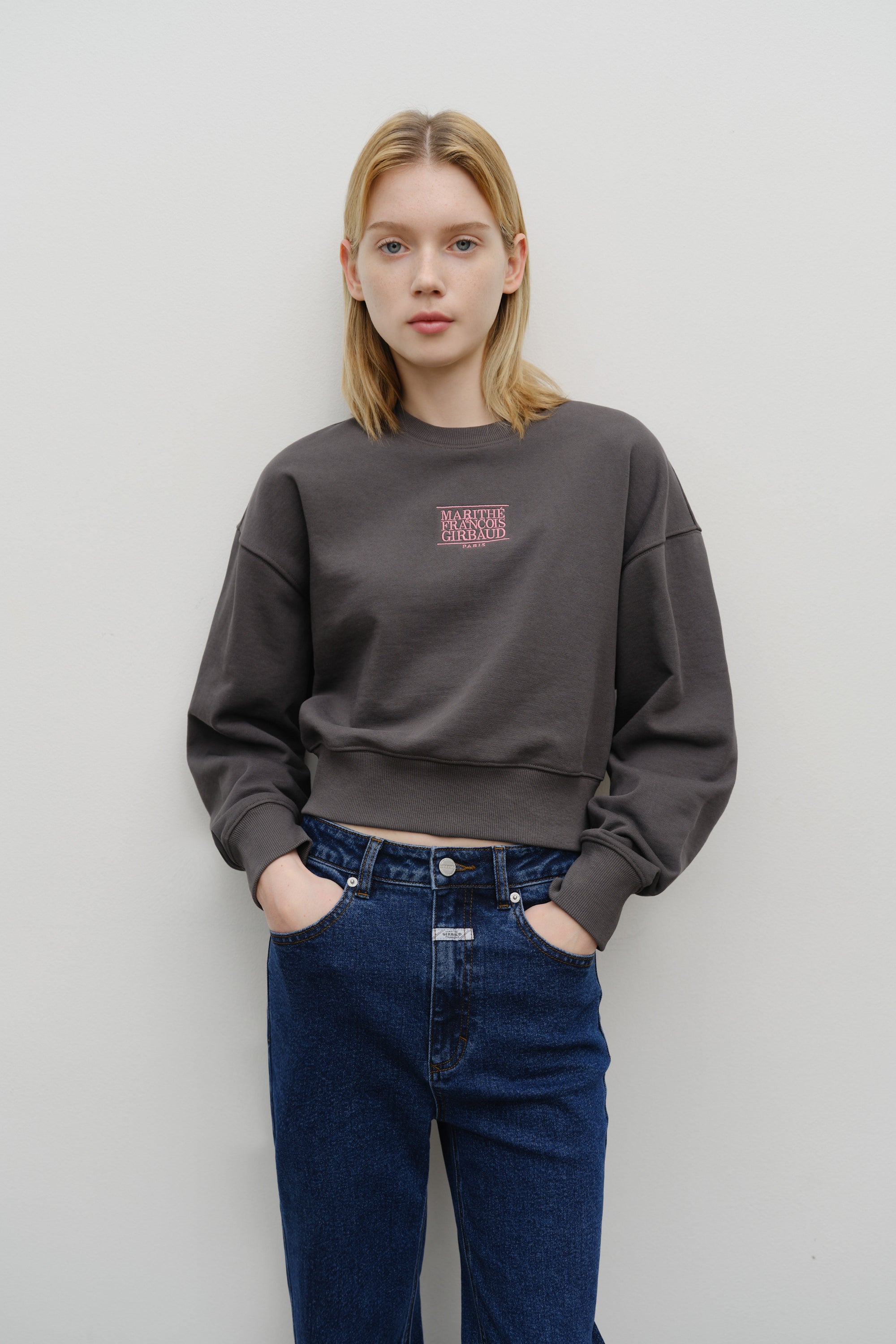 W Small Cl Crop Sweatshirt Charcoal