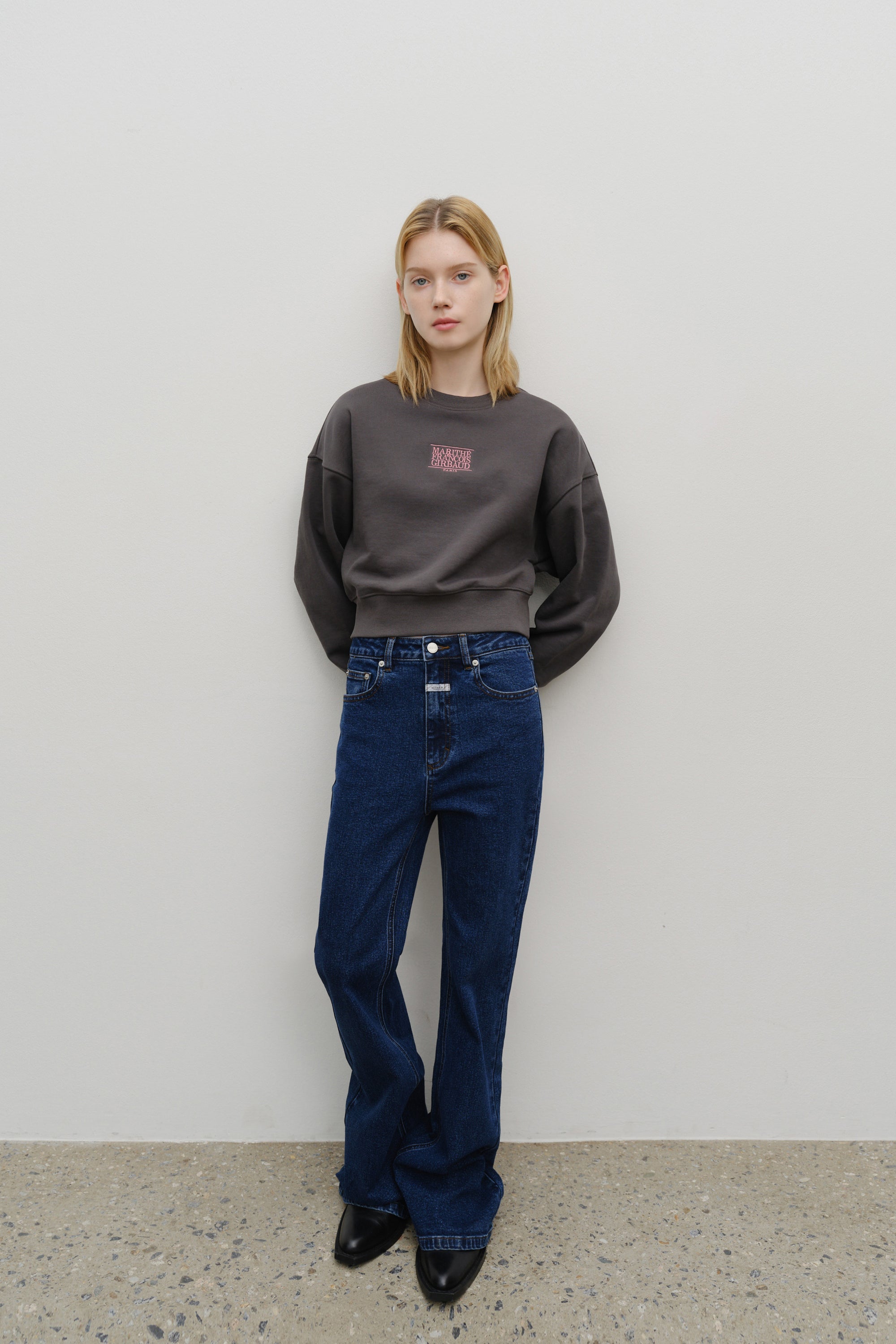 W Small Cl Crop Sweatshirt Charcoal