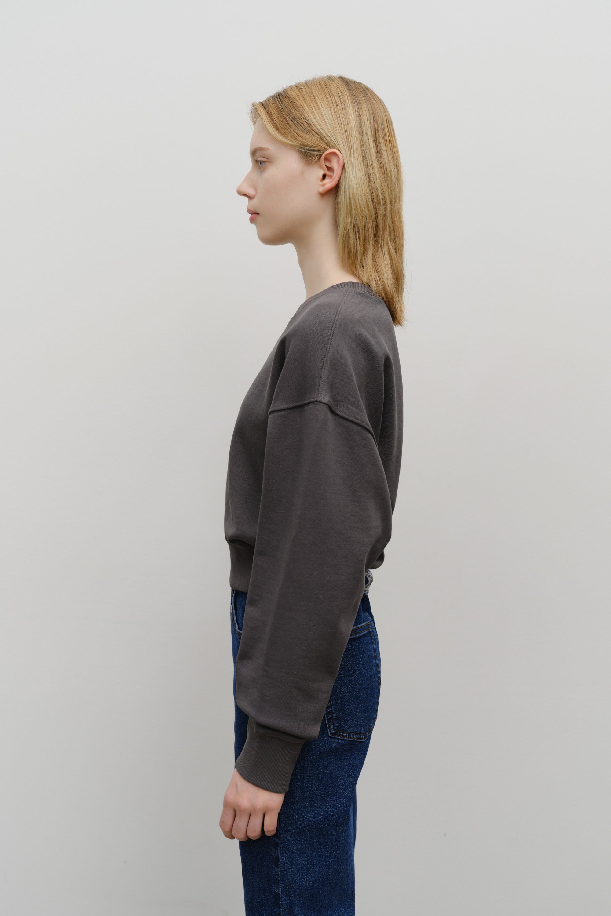 W Small Cl Crop Sweatshirt Charcoal