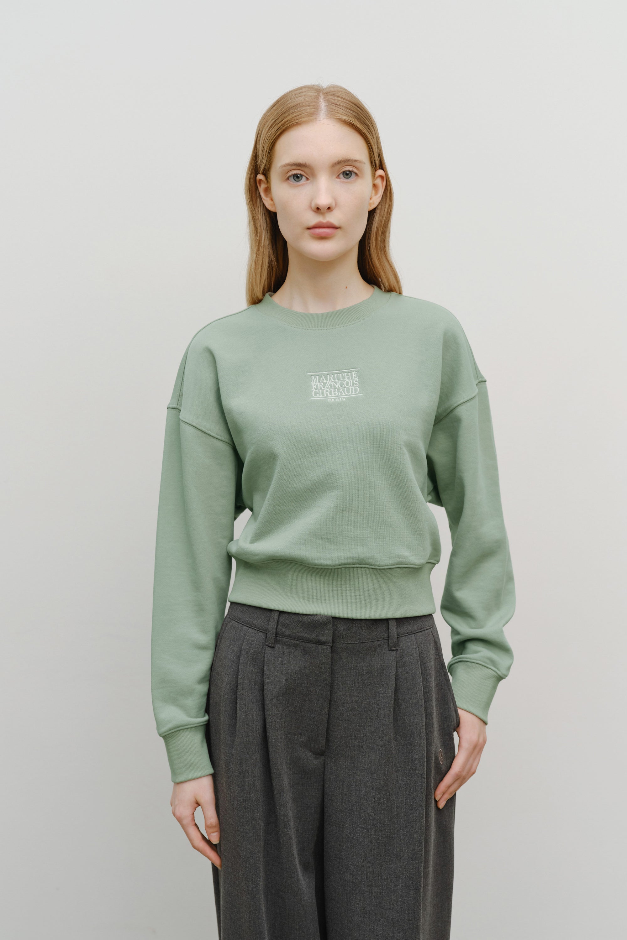W Small Cl Crop Sweatshirt Mint Gray