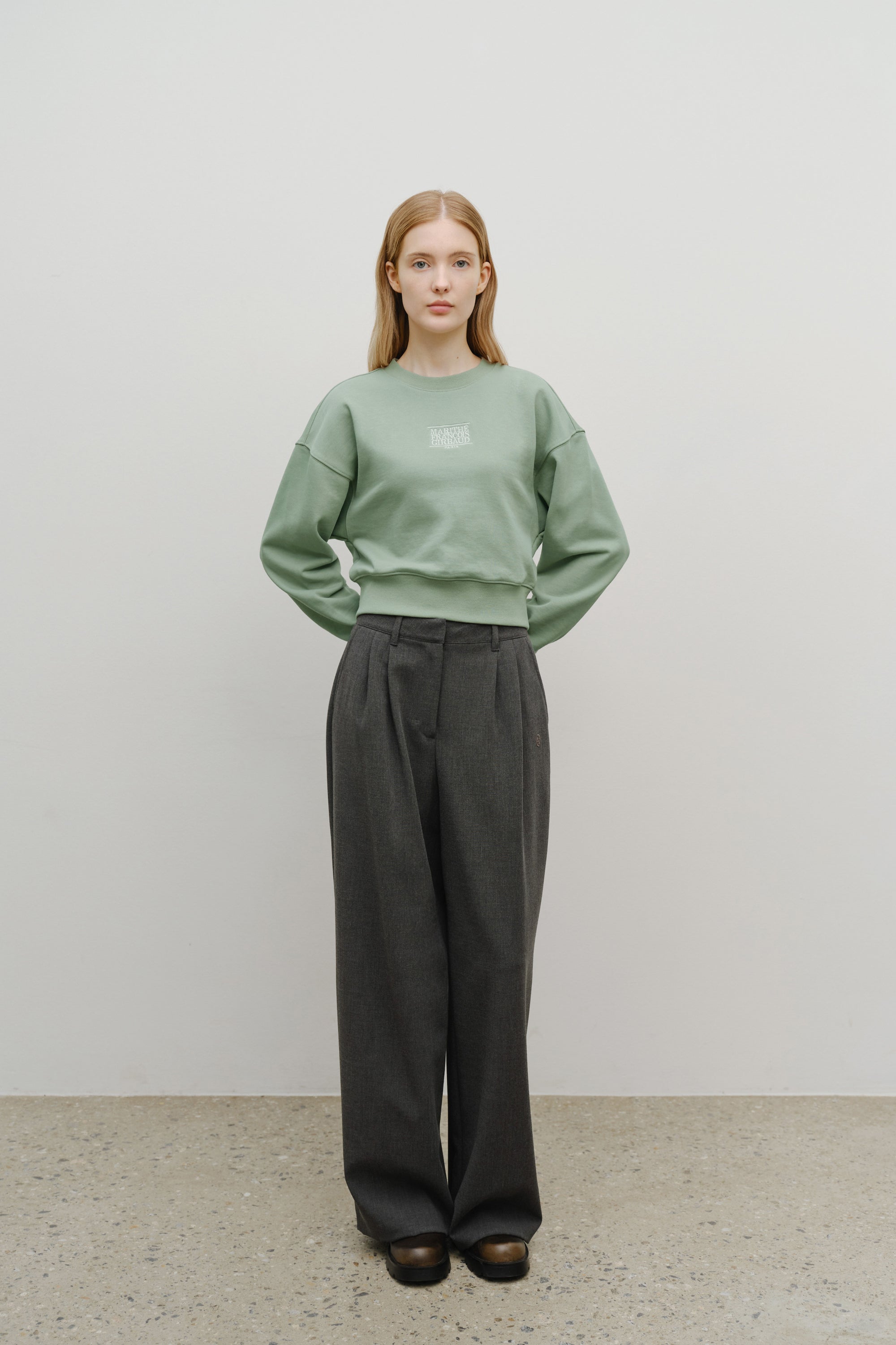 W Small Cl Crop Sweatshirt Mint Gray