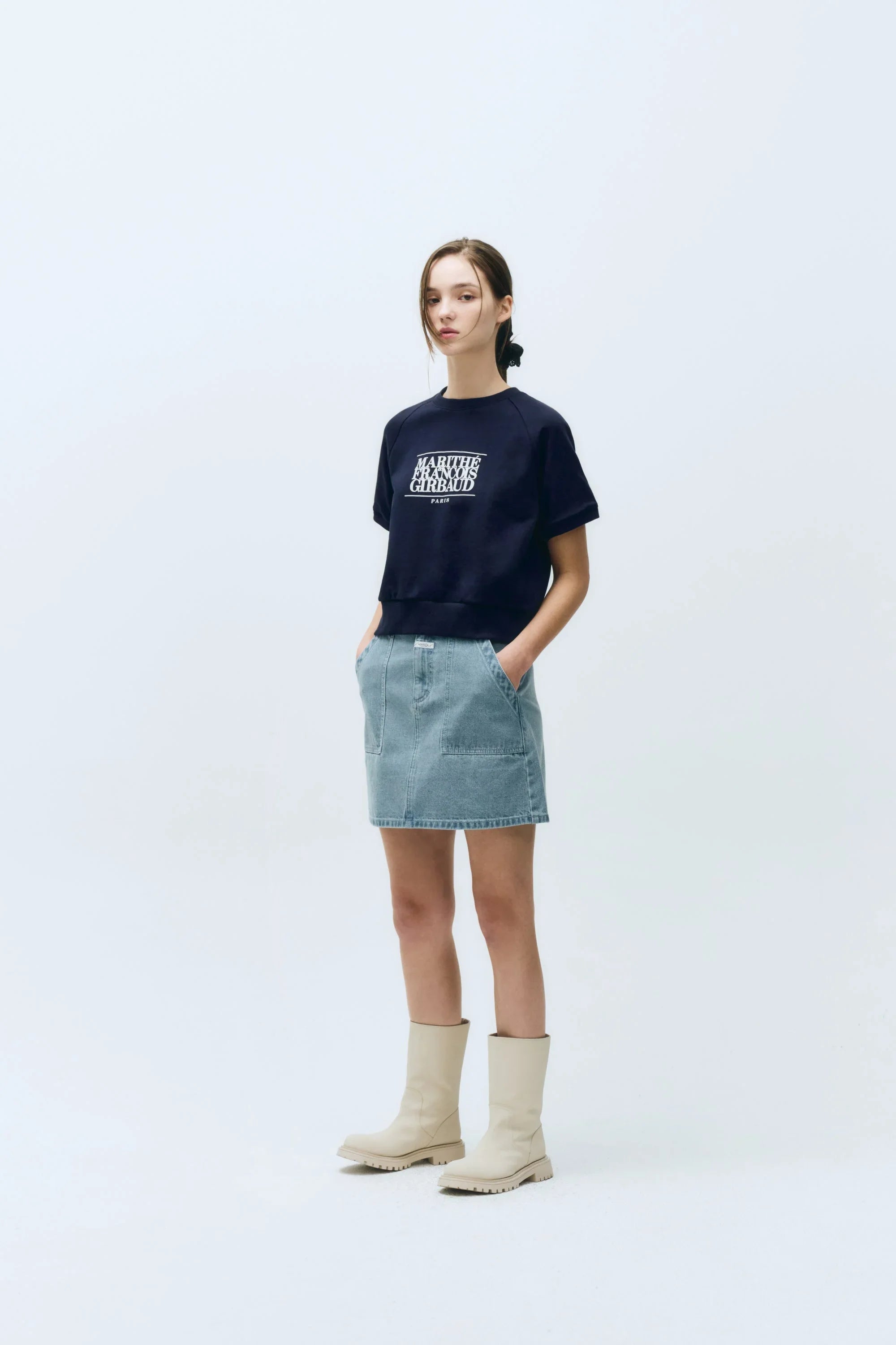 W Classic Logo Tee Navy