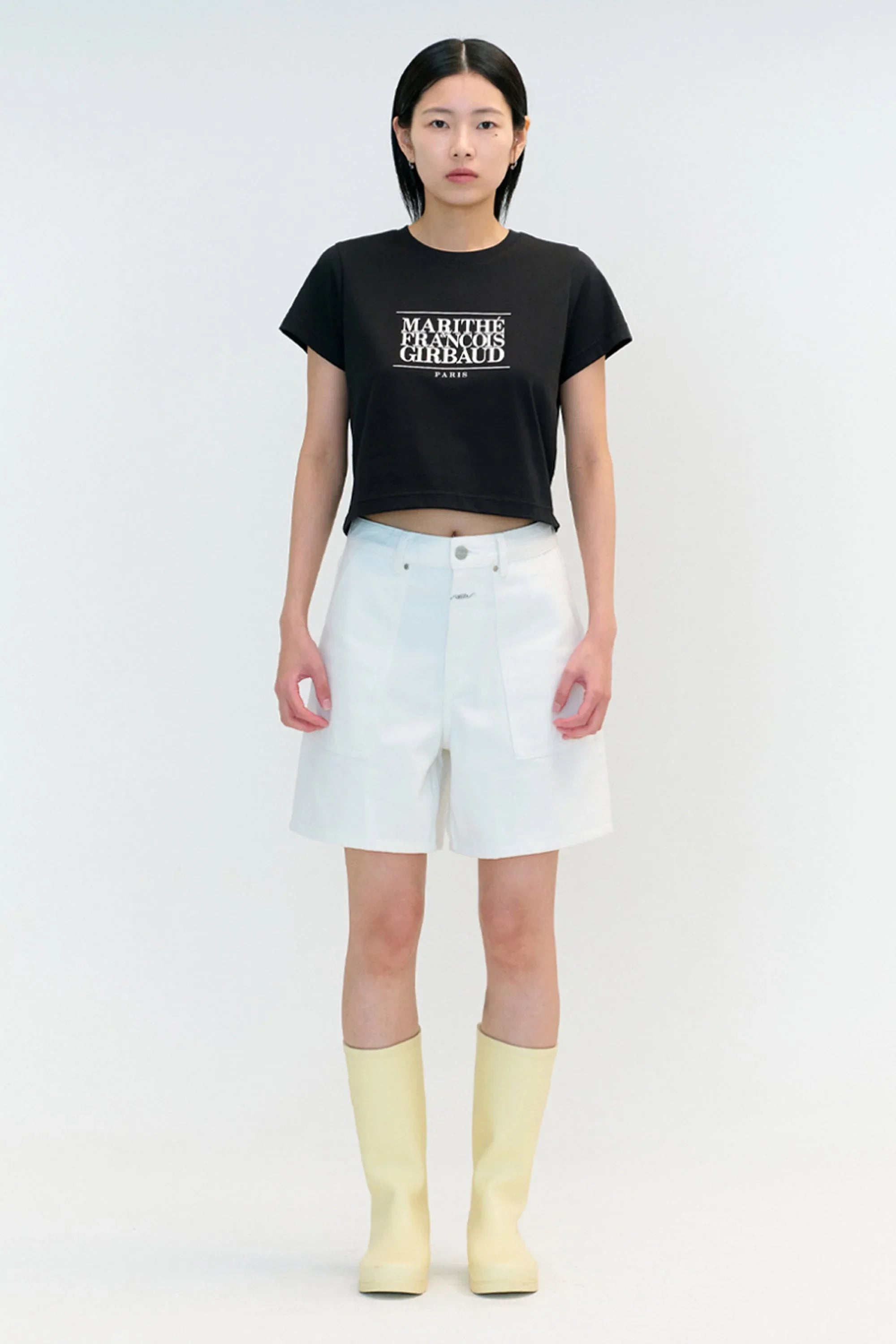 W Classic Logo Crop Tee Black