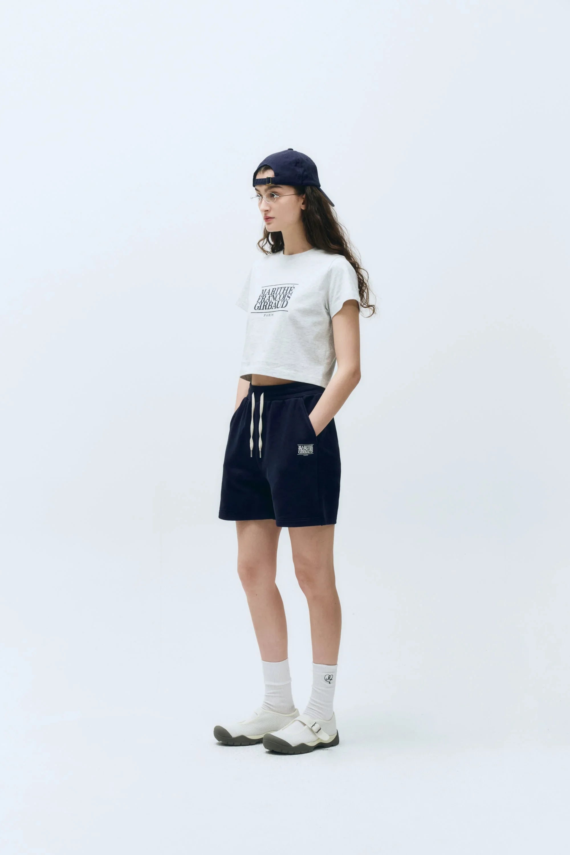 W Classic Logo Crop Tee Light Heather Gray