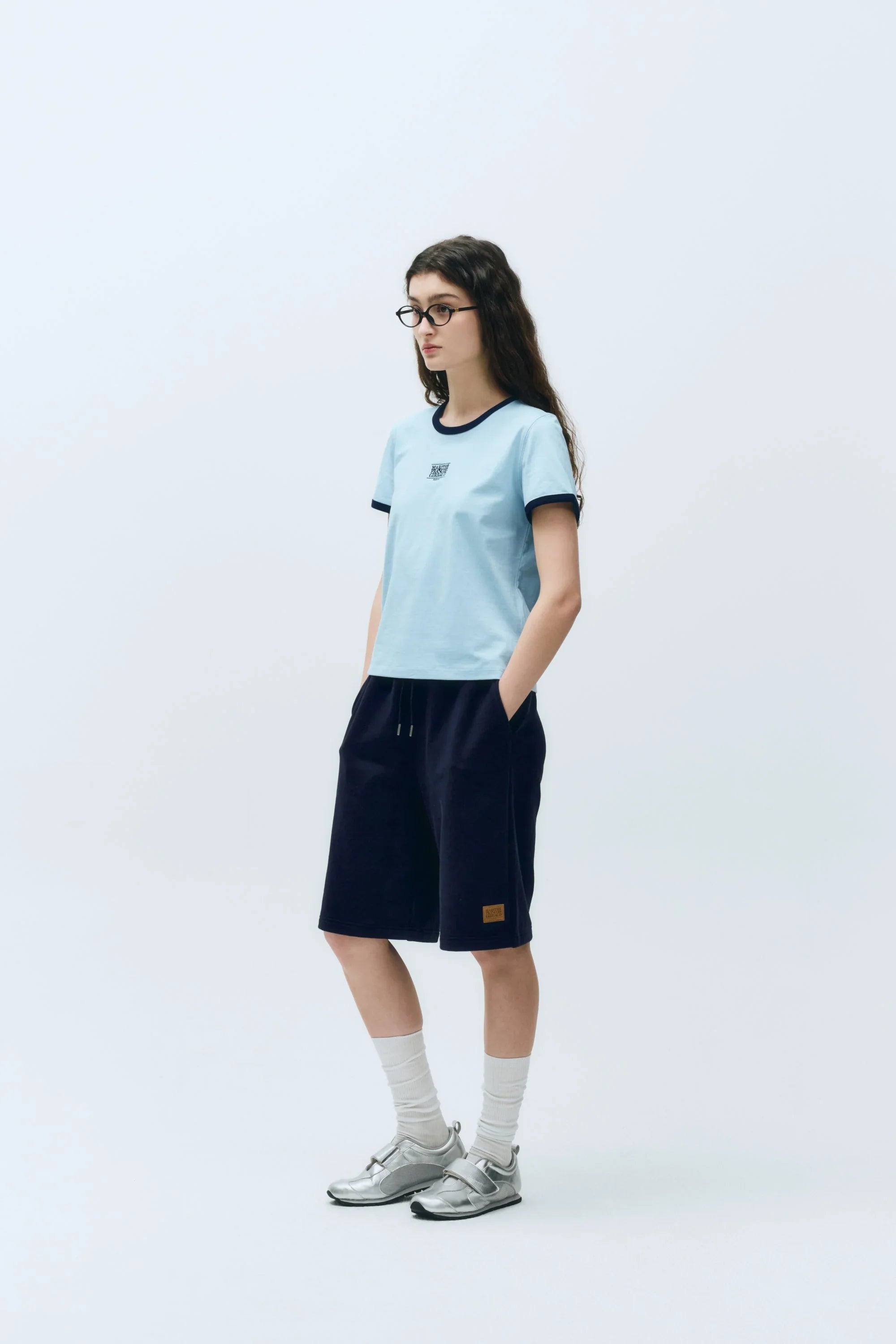 W Classic Logo Ringer Tee Sky Blue