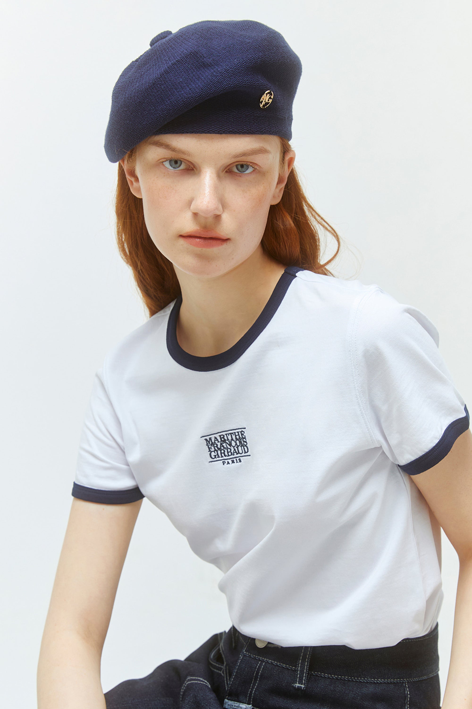 W Classic Logo Ringer Tee White