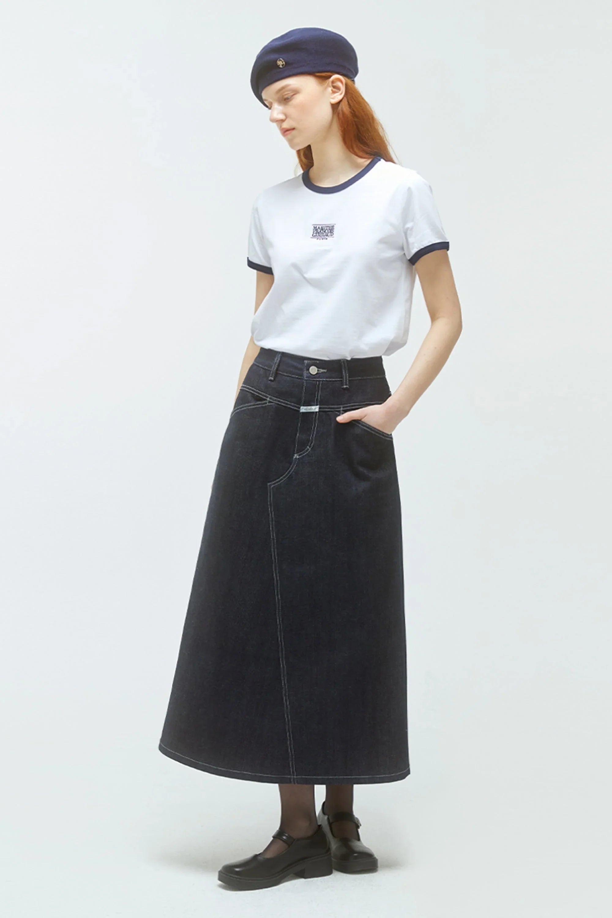 W Classic Logo Ringer Tee White