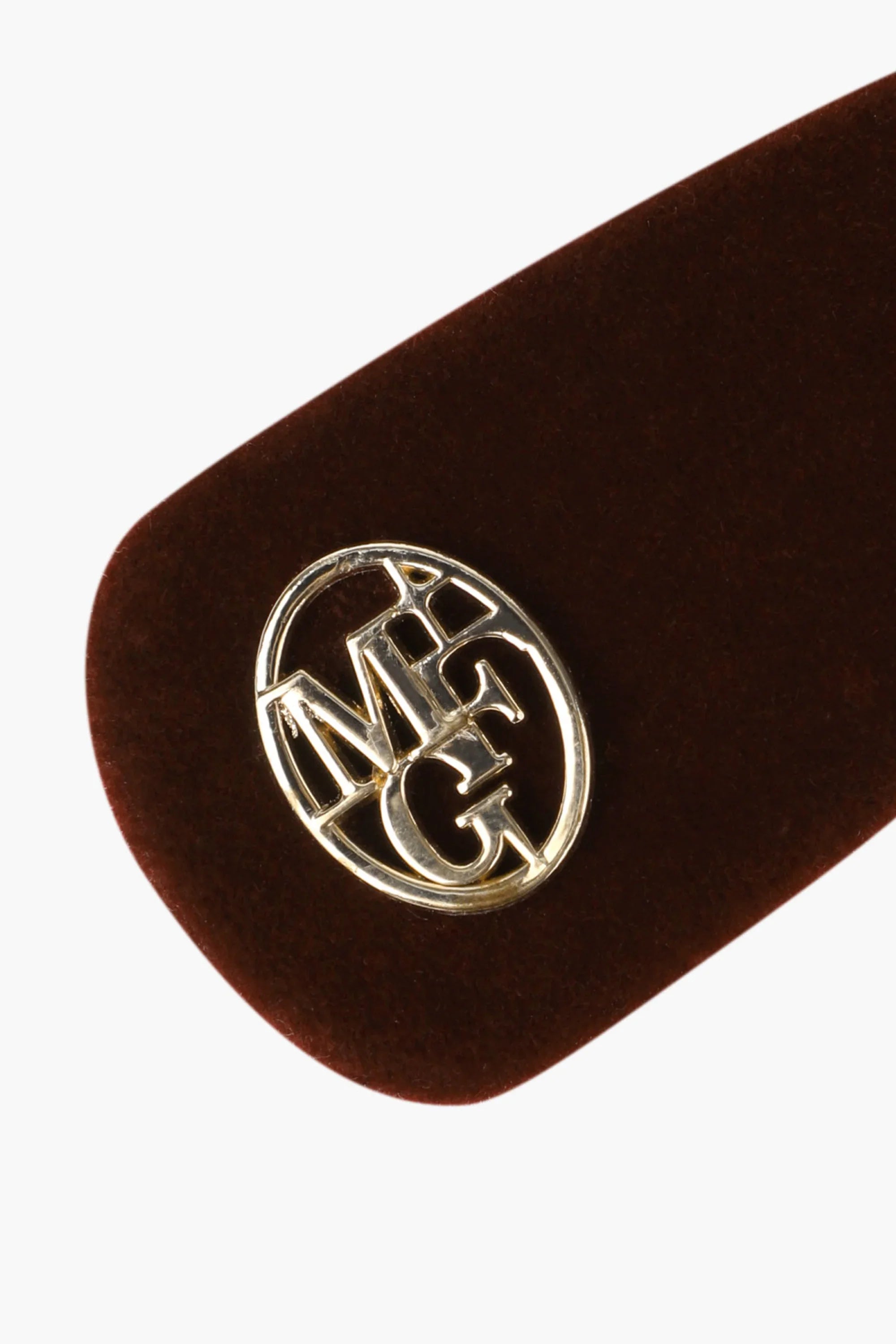 Circle Logo Velvet Hair Pin Burgundy