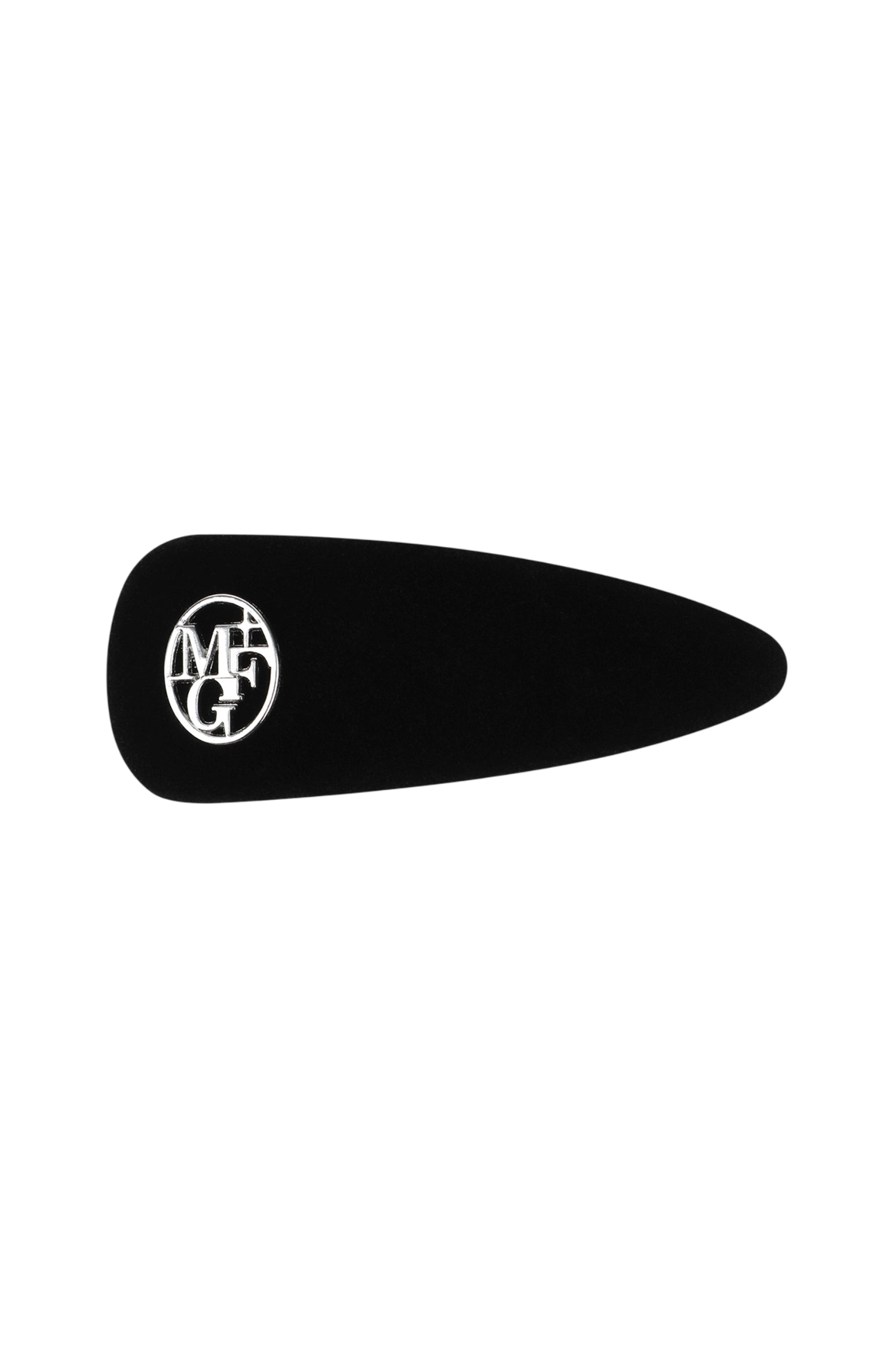Circle Logo Velvet Hair Pin Black