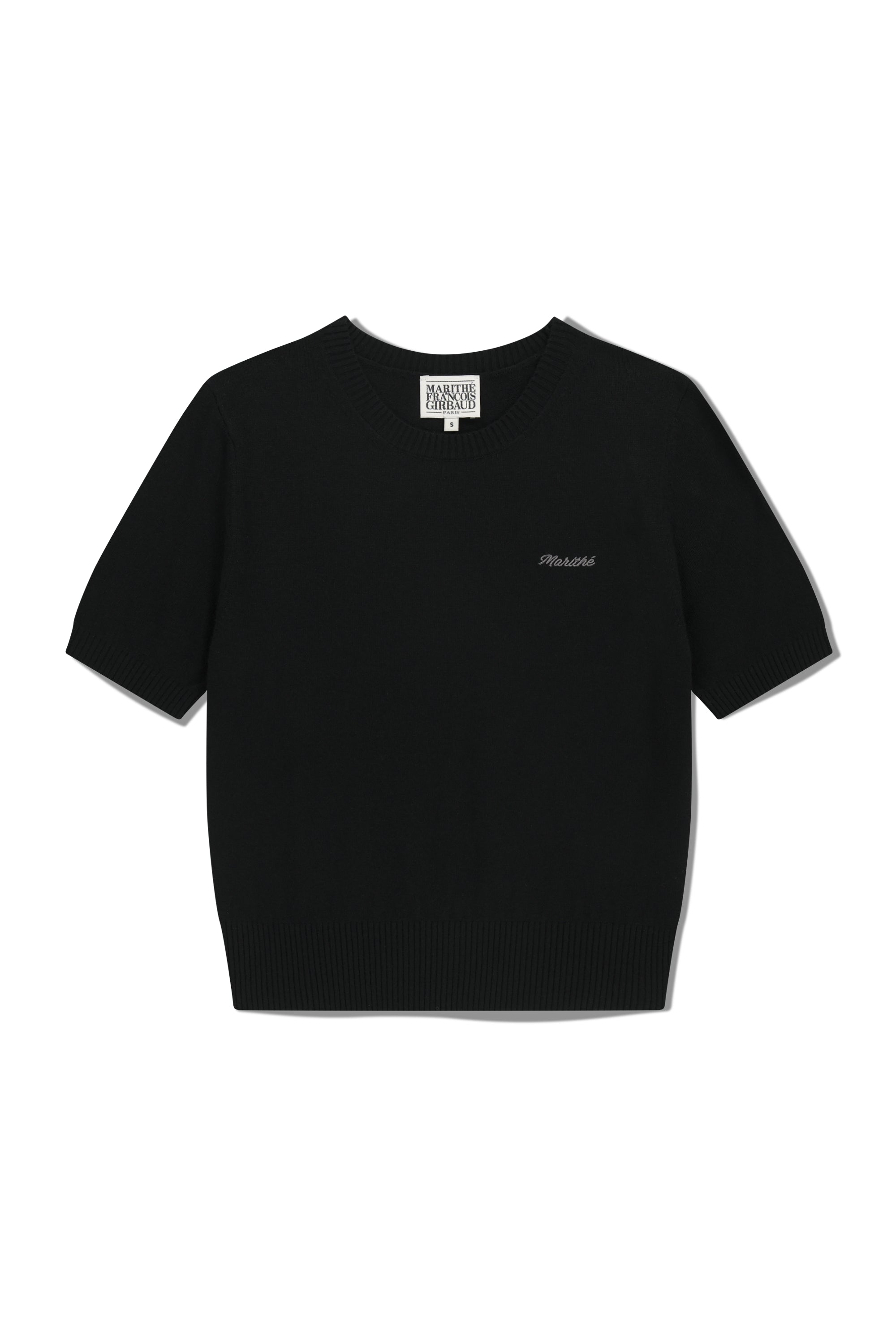 W Half Knit Round Neck Cardigan Set Up Black