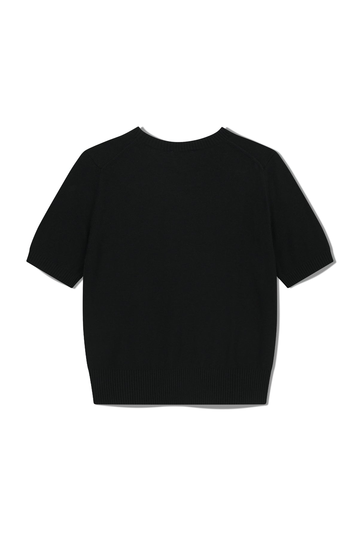W Half Knit Round Neck Cardigan Set Up Black