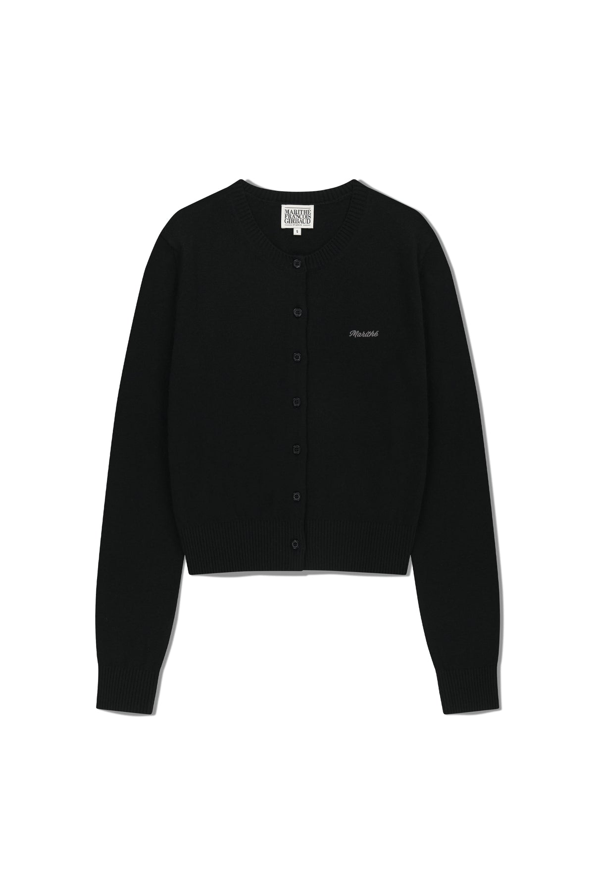 W Half Knit Round Neck Cardigan Set Up Black