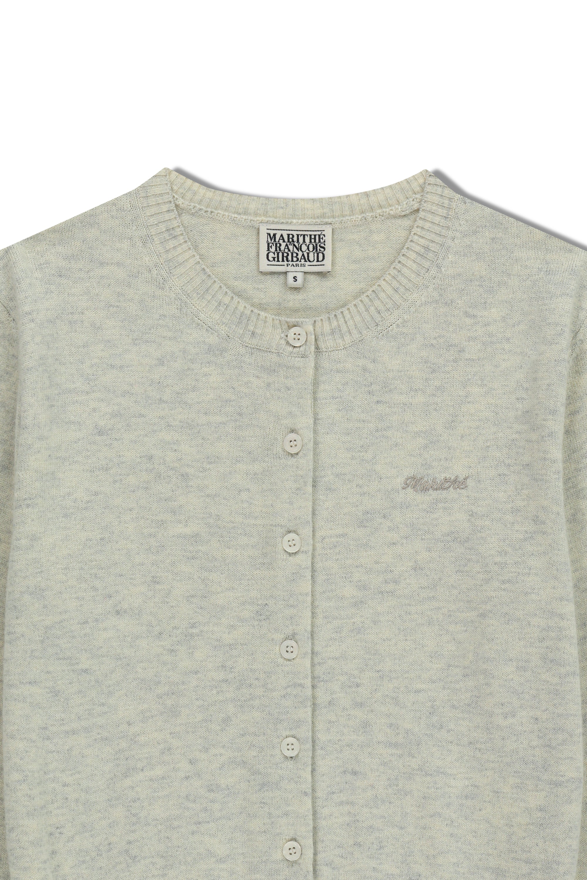 W Half Knit Round Neck Cardigan Set Up Oatmeal